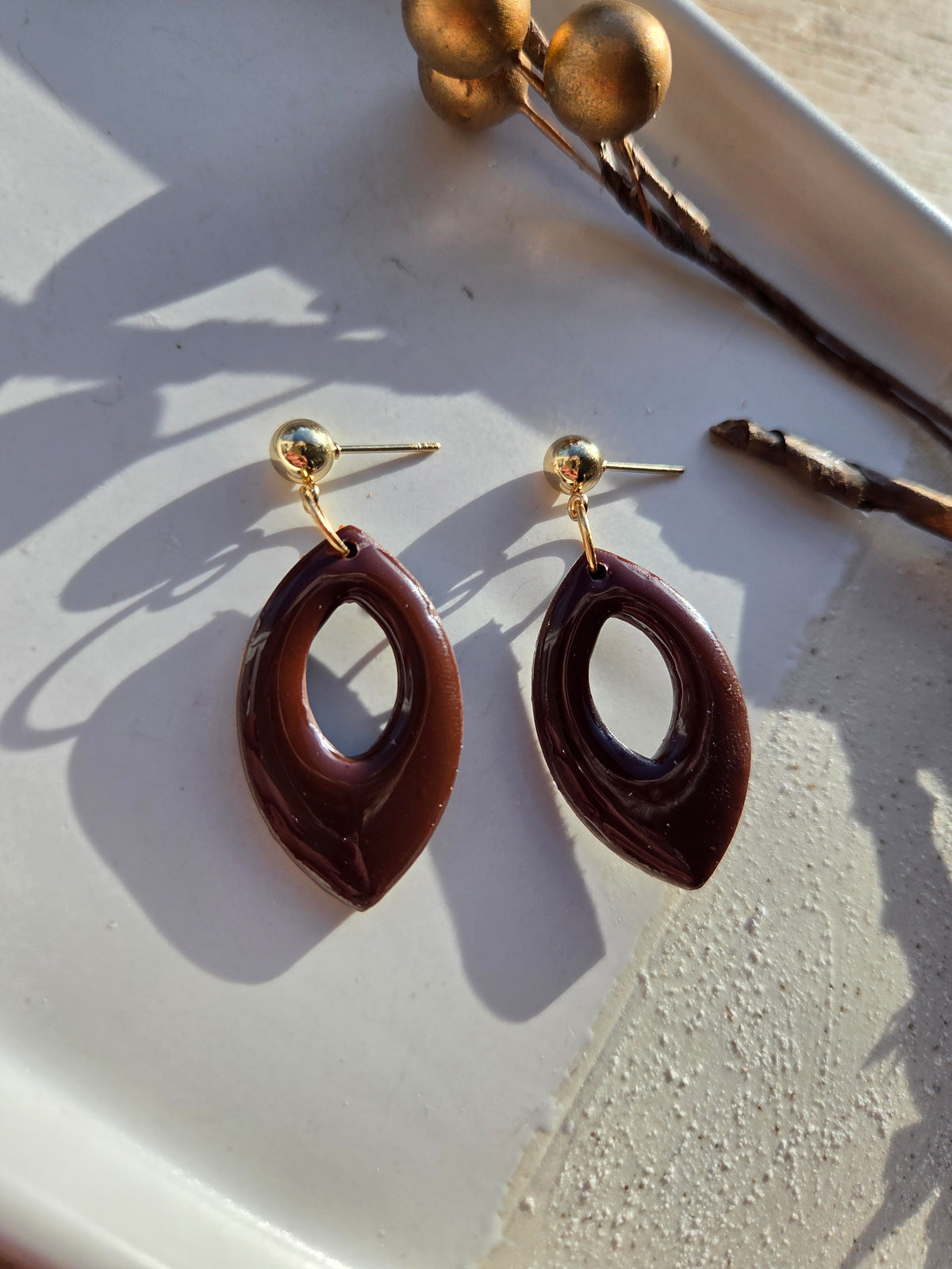 Oorbellen Dames || 'Brown' || Drops