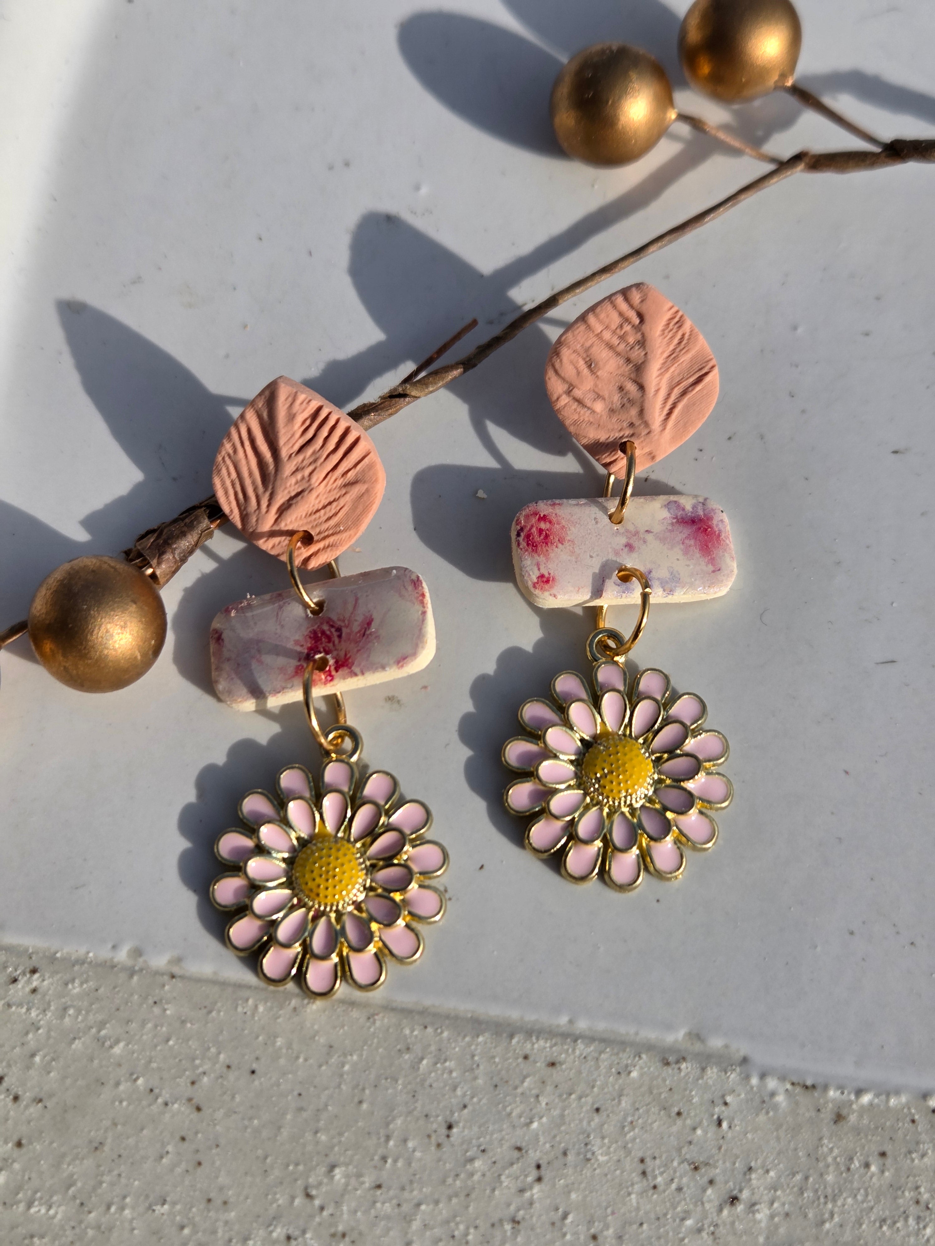 Oorbellen Dames || 'Fiore' || Flower Peach