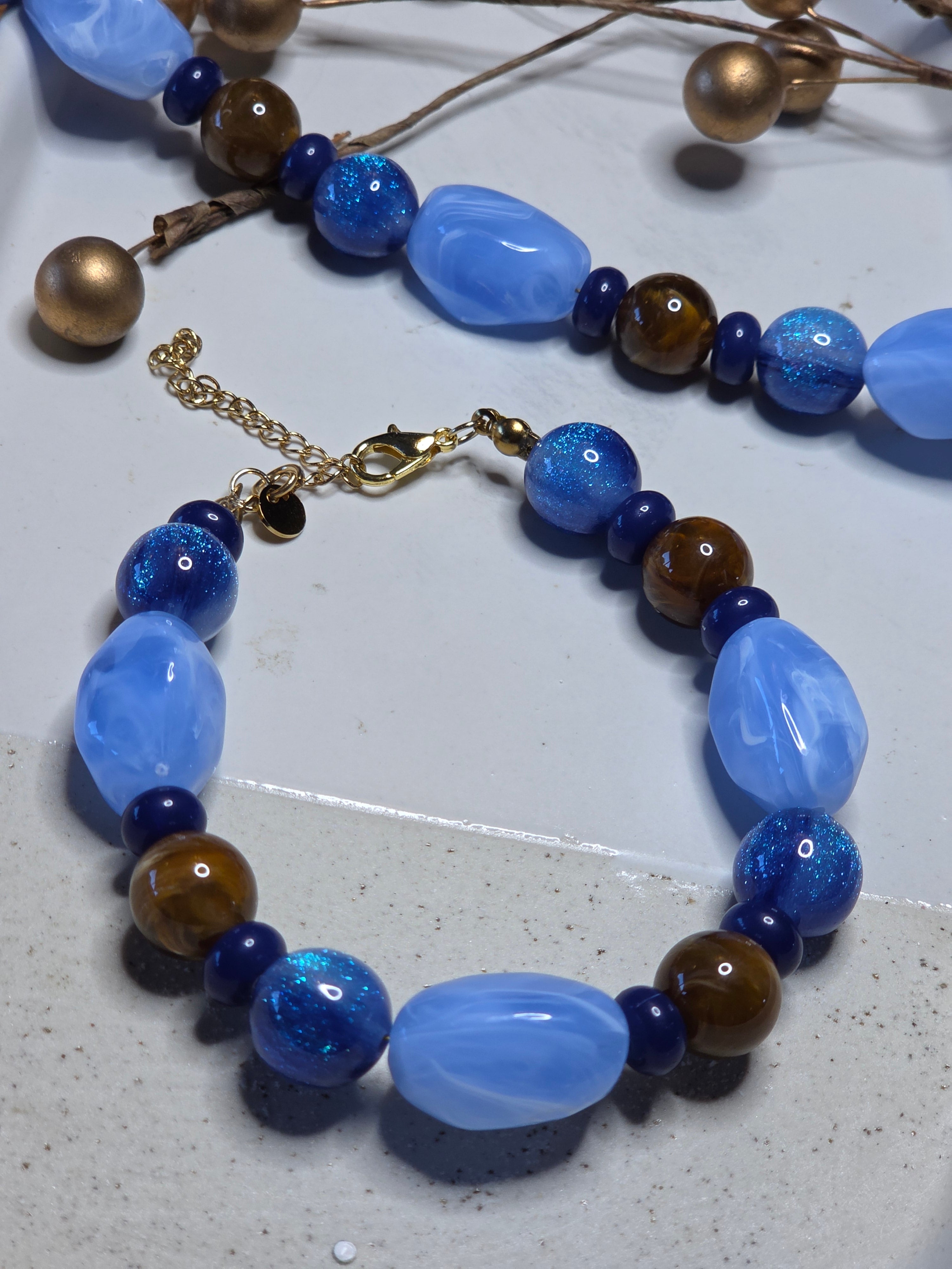 Armband Dames || 'Blue Brown' || Verstelbaar