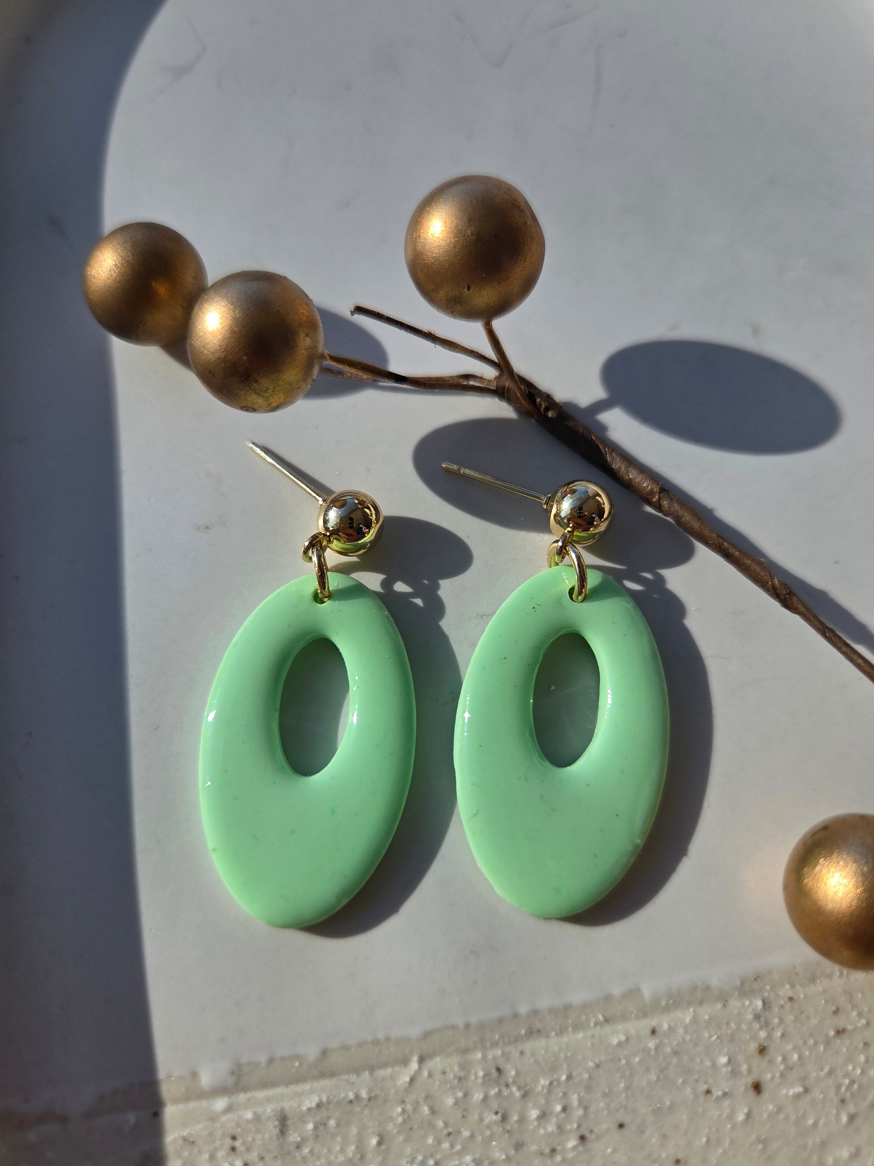 Oorbellen Dames ||'Pastel'|| Ovals Groen