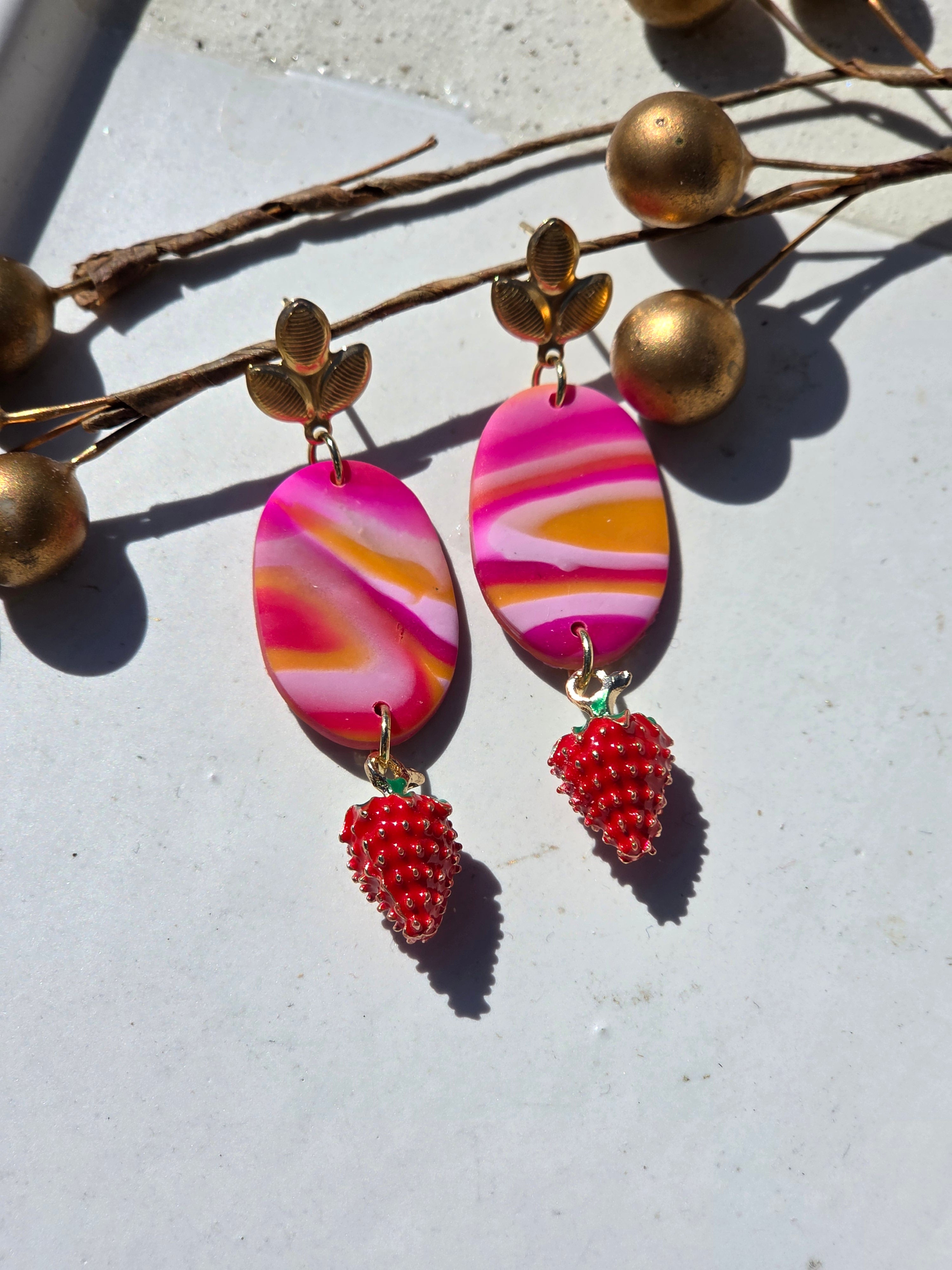 Oorbellen Dames || 'Fruity' || Aardbei