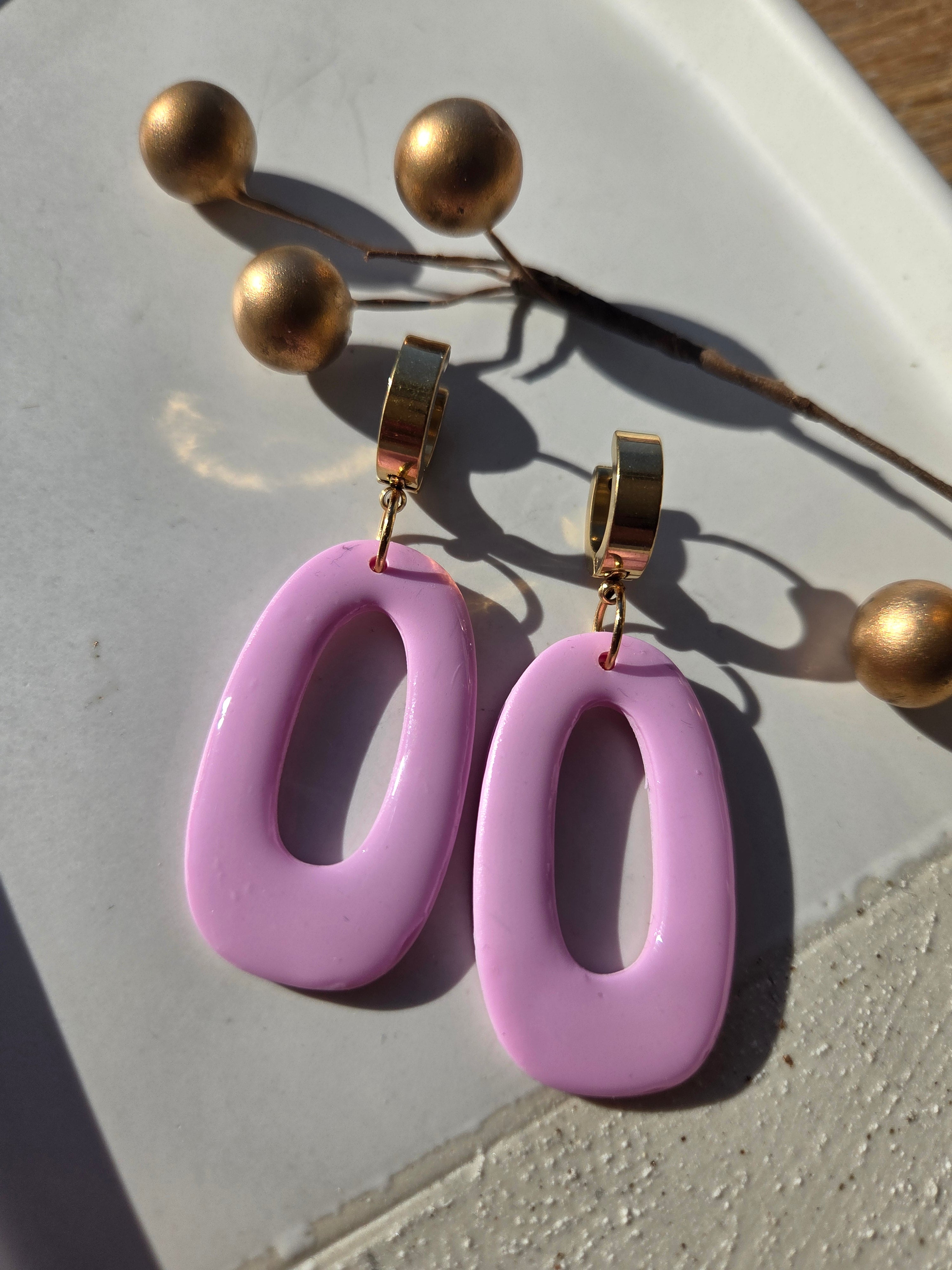 Oorbellen Dames ||'Pastel'|| Drops Groot Roze
