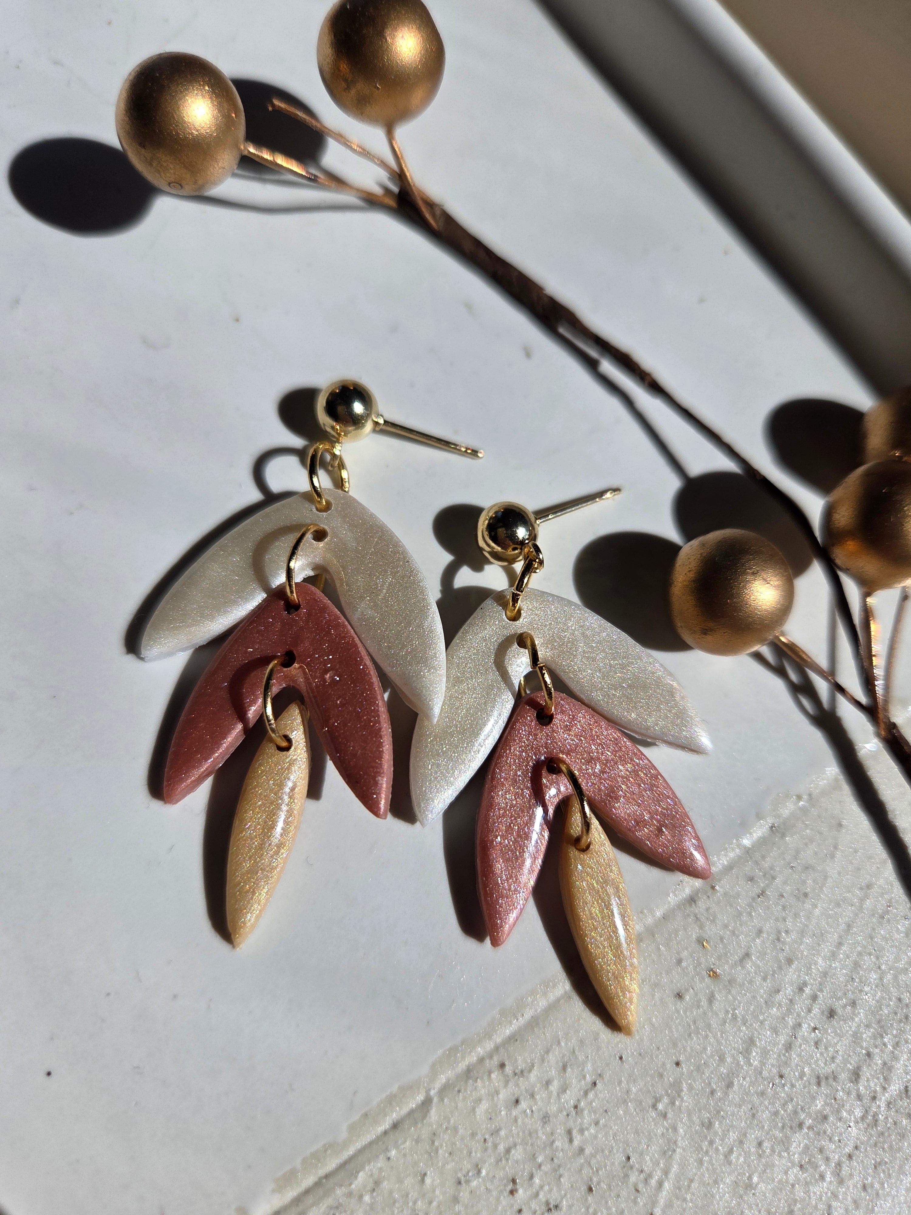Oorbellen Dames || 'Crema' || Leafs two