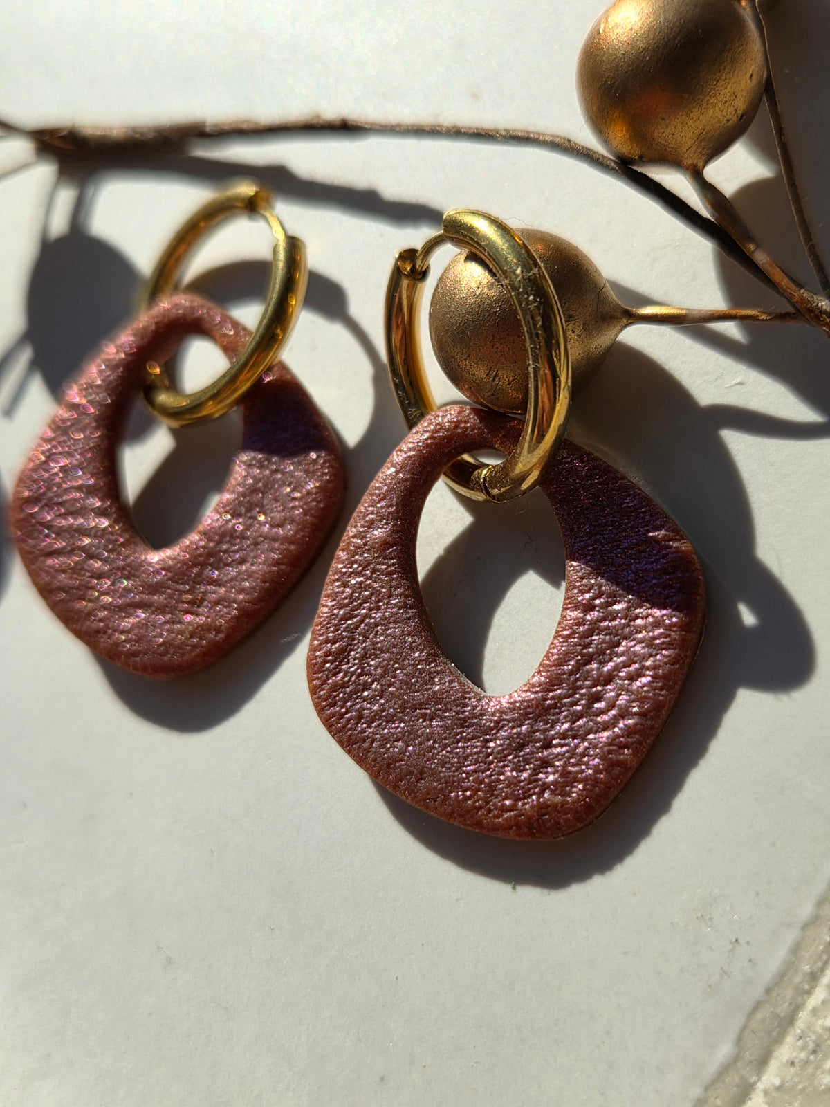 Oorbellen Dames || 'Taupe Shine'|| Creolen Drops