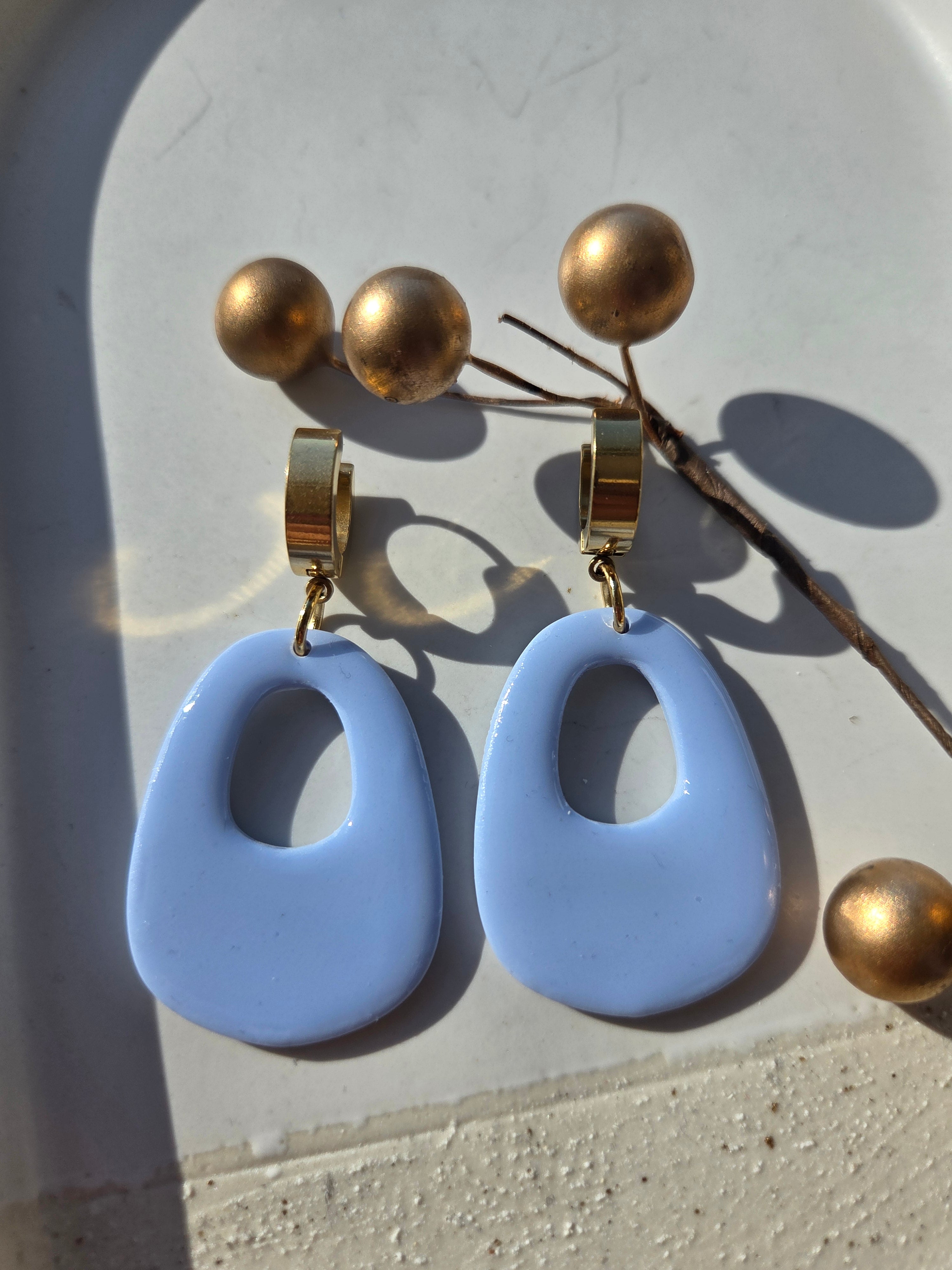 Oorbellen Dames ||'Pastel'|| Square Drops Blauw