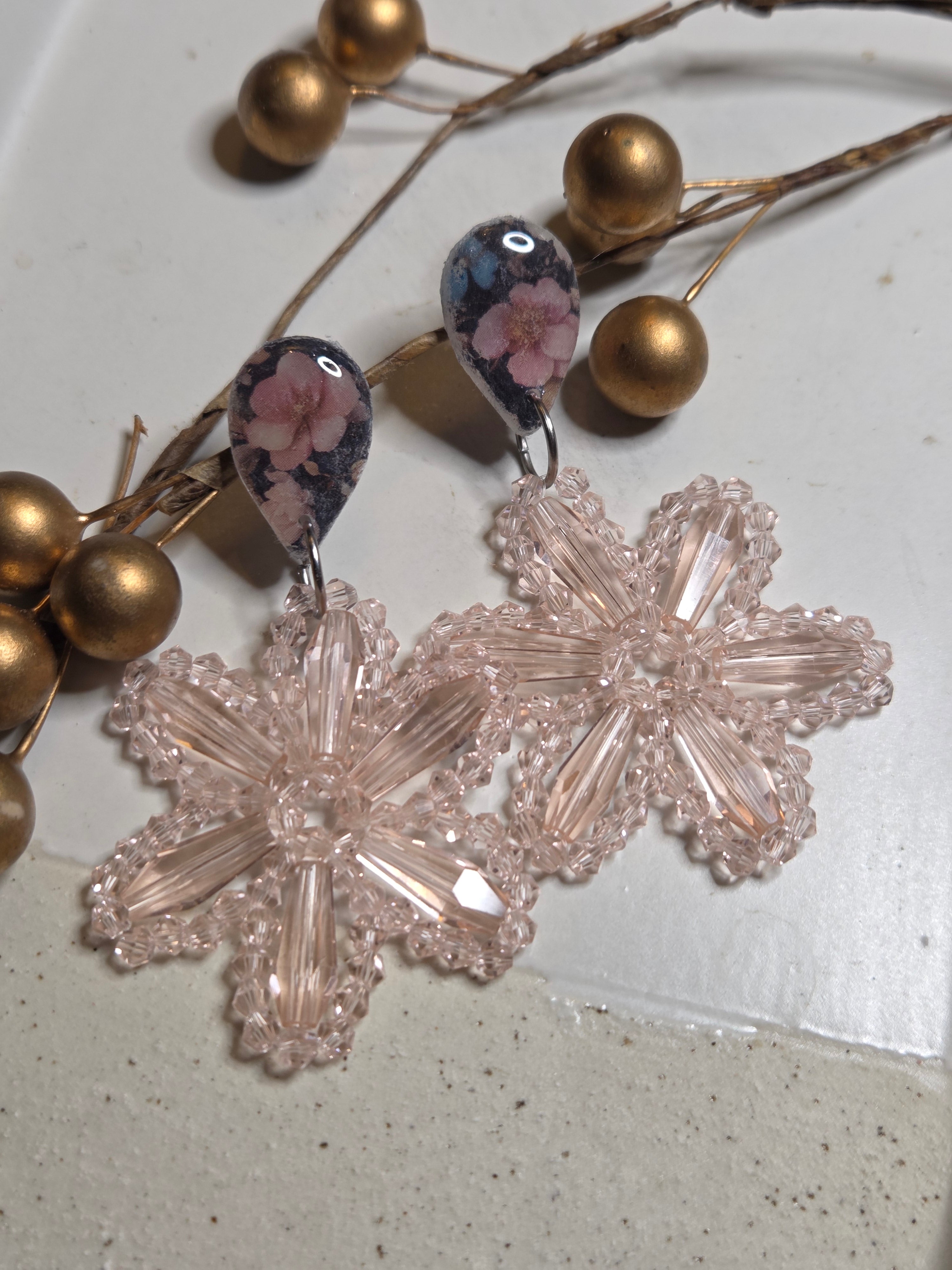 Oorbellen Dames || 'Fiore' || Soft Roze Zilver