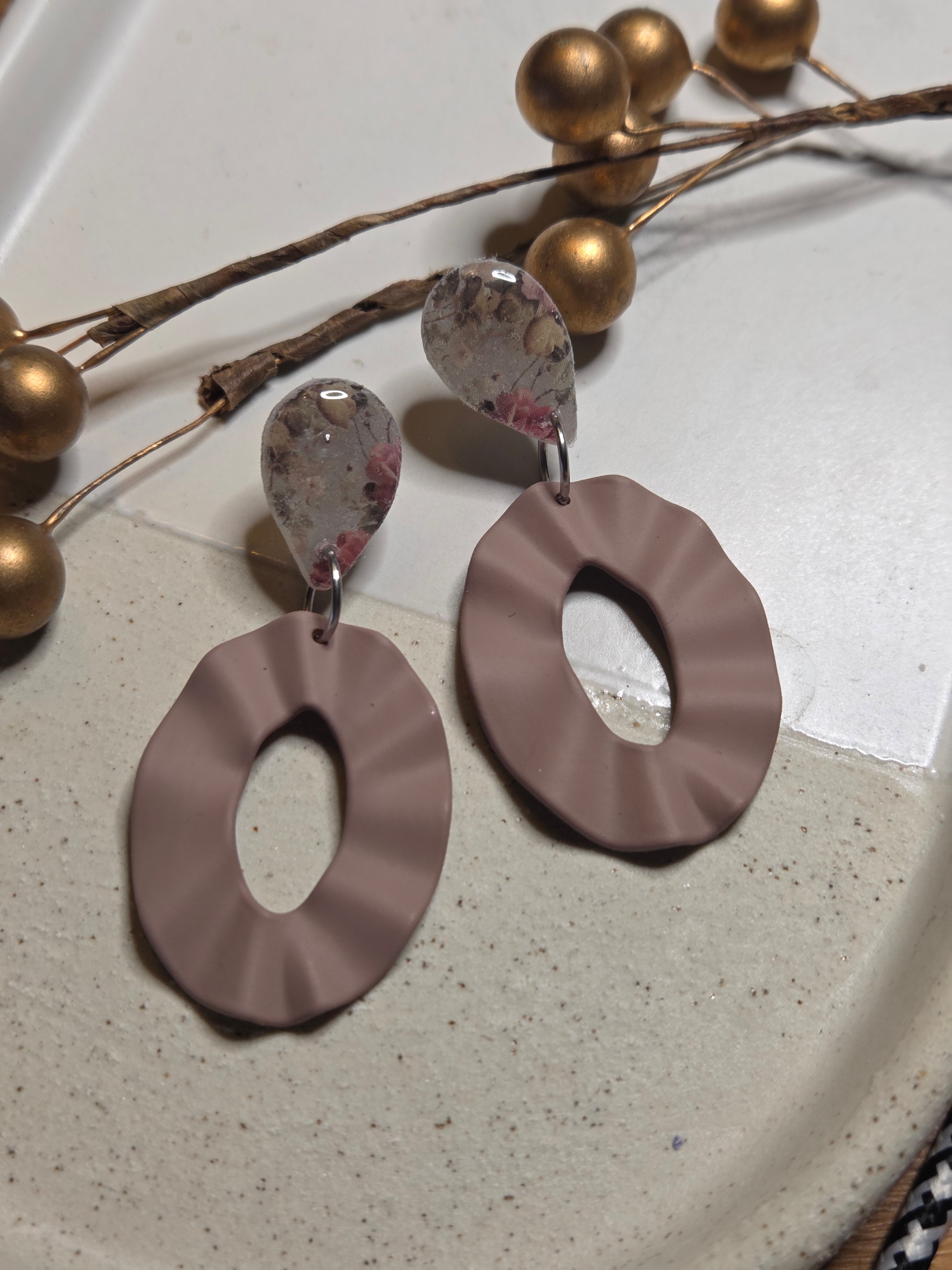 Oorbellen Dames || 'Prezzo' || Taupe Zilver
