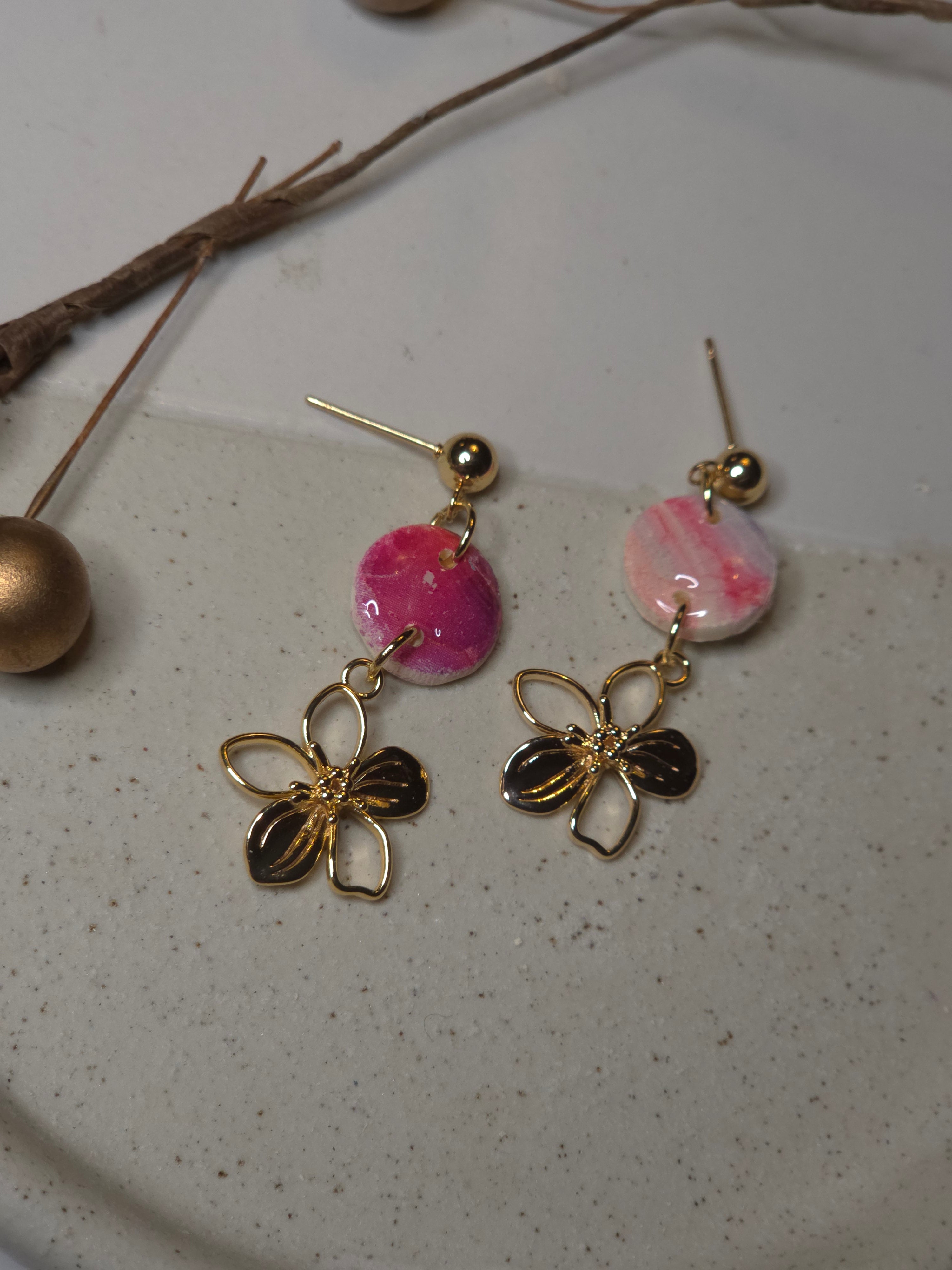 Oorbellen Dames || 'Elle' || Fuchsia