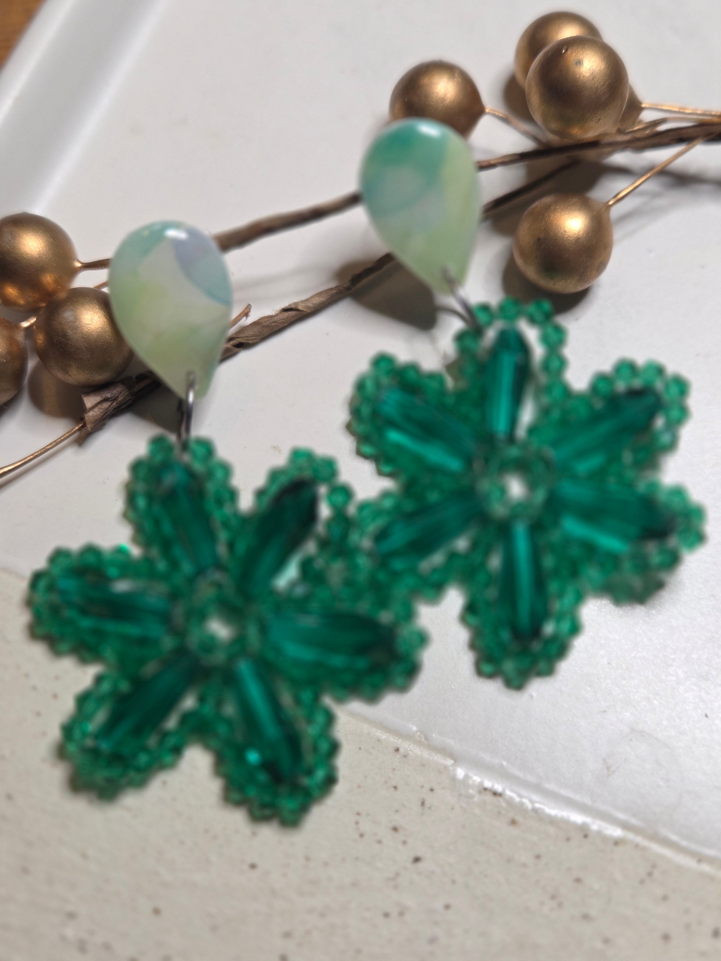 Oorbellen Dames || 'Fiore' || Bosgroen Zilver