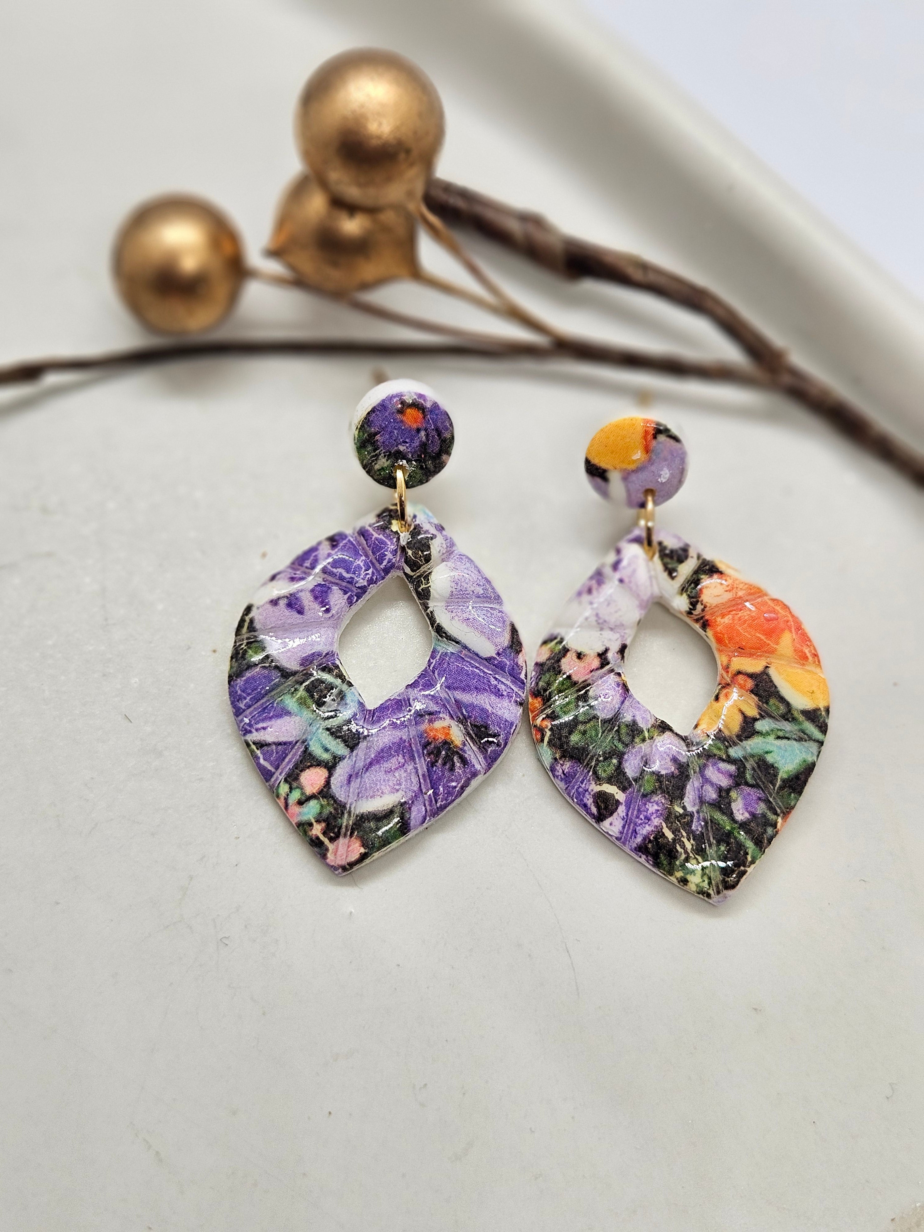 Oorbellen Dames || 'Flower' ||  Paars  Drops