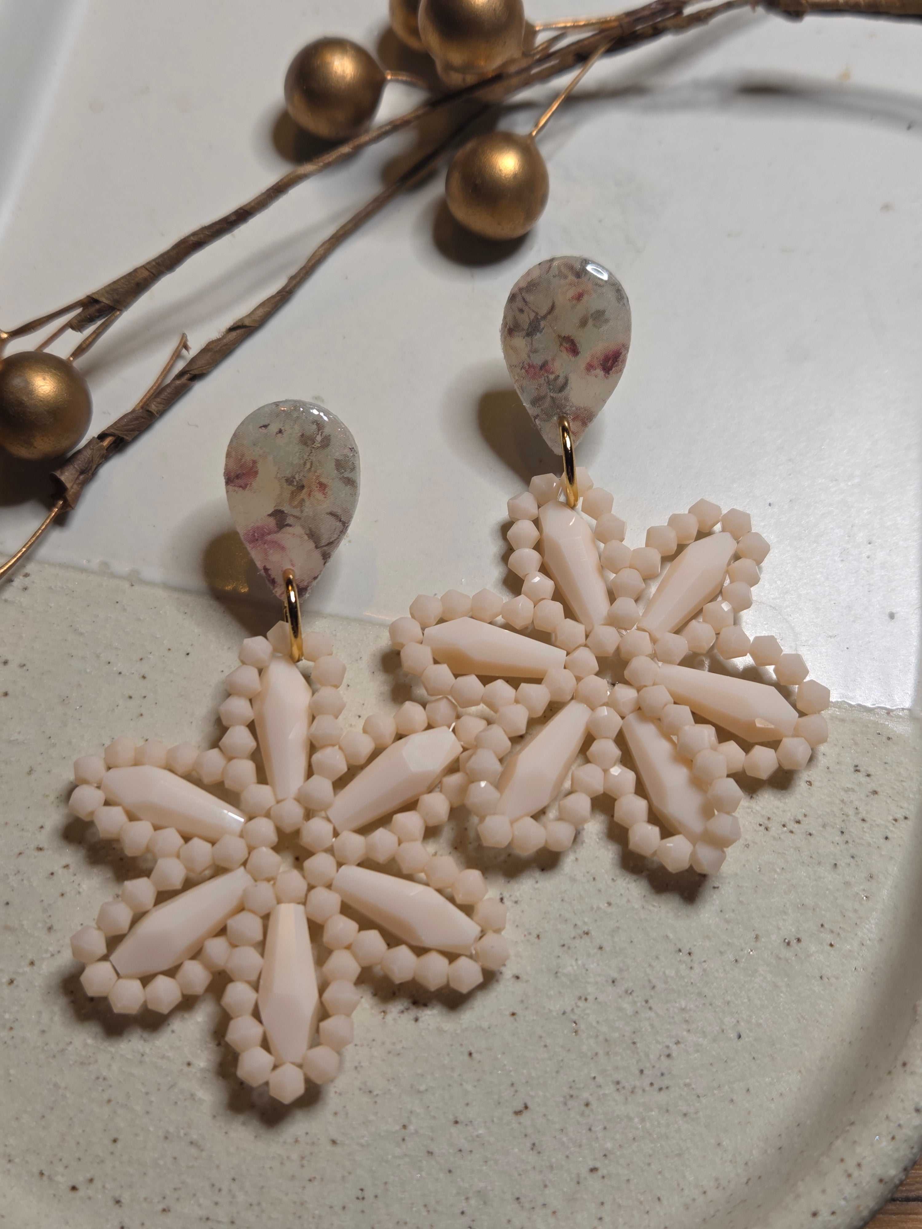 Oorbellen Dames || 'Fiore' || Ivory Goud