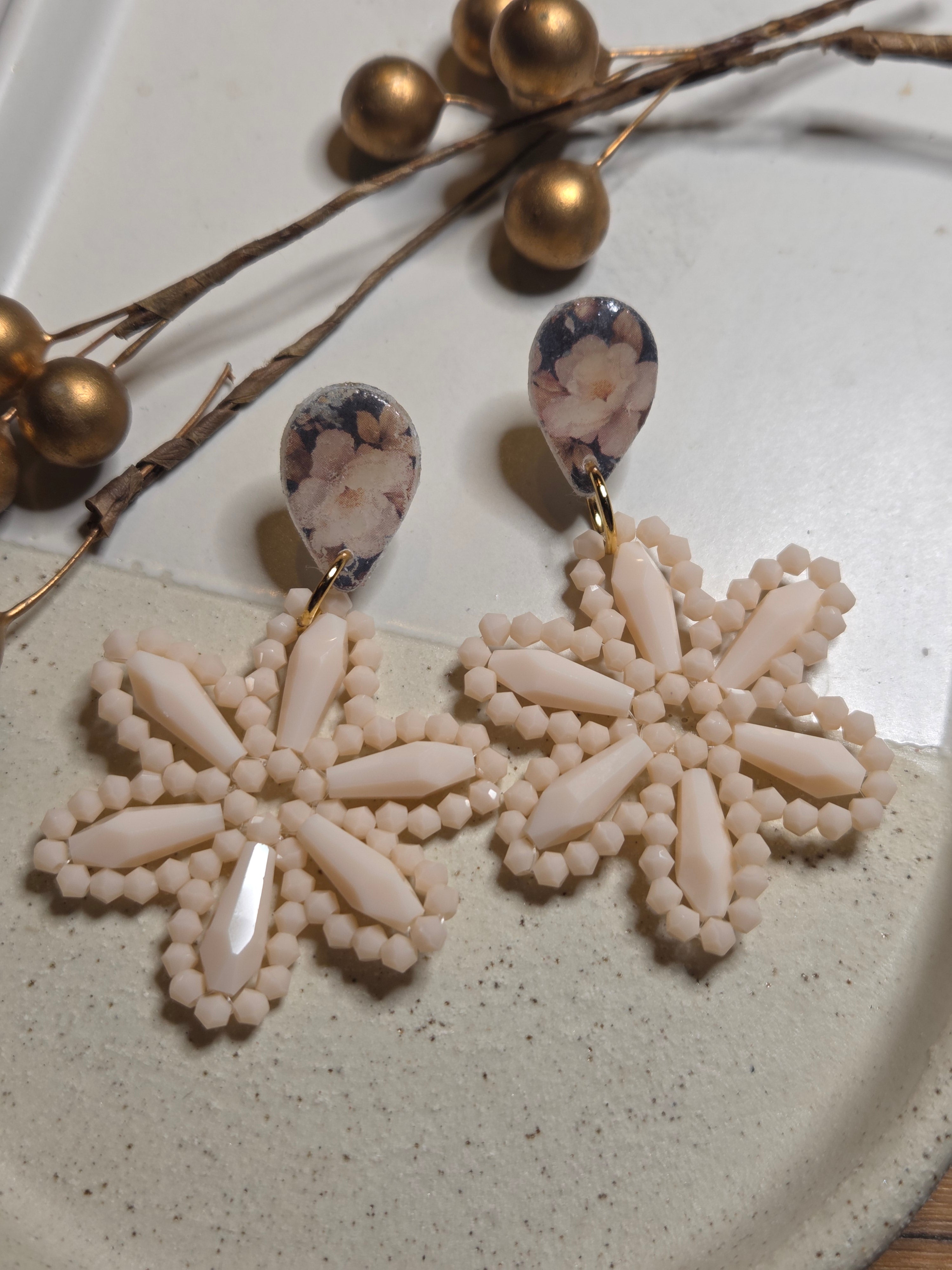 Oorbellen Dames || 'Fiore' || Ivory Goud
