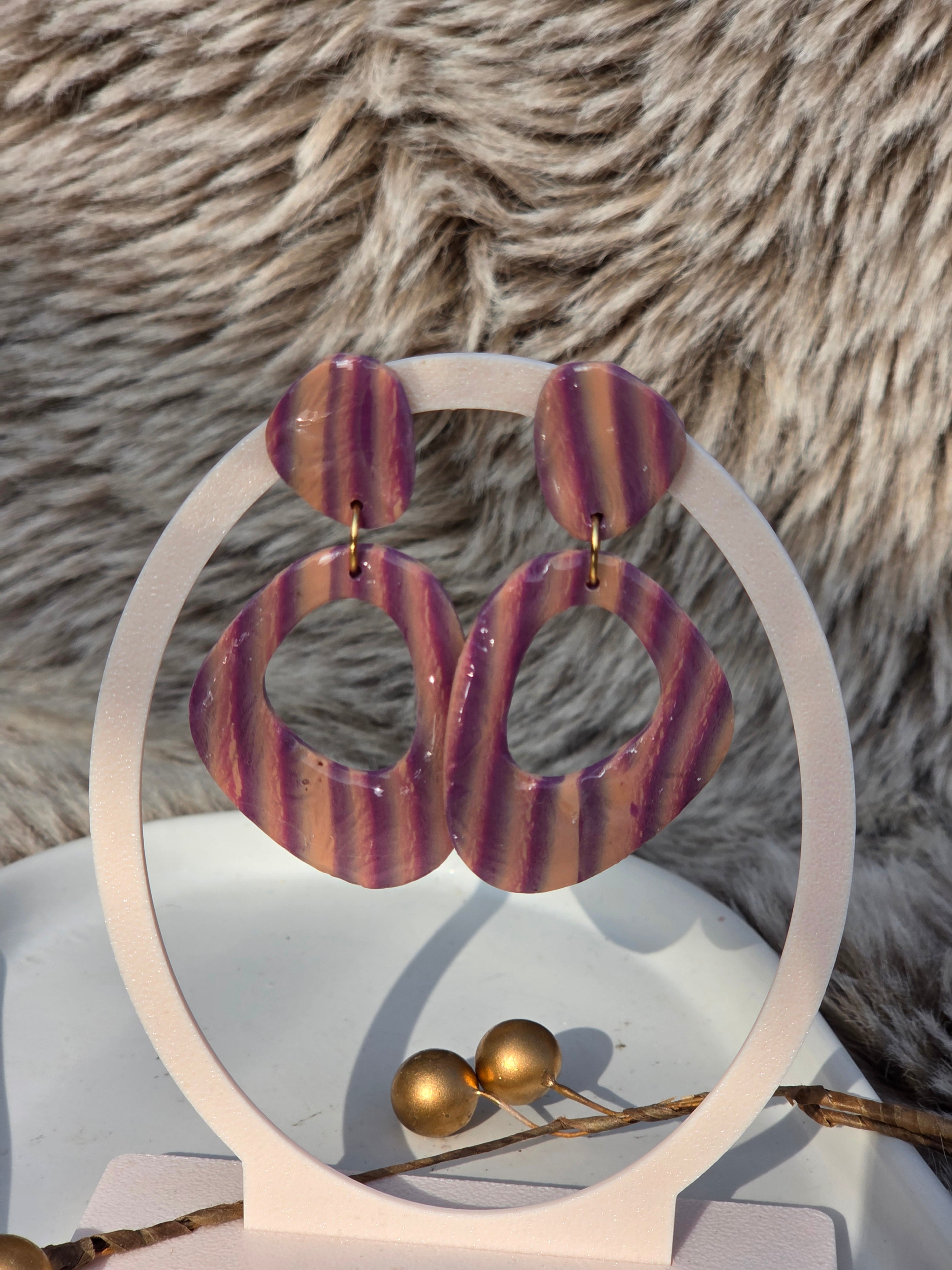 Oorbellen Dames || 'Fiore' || Donuts Paars Peach