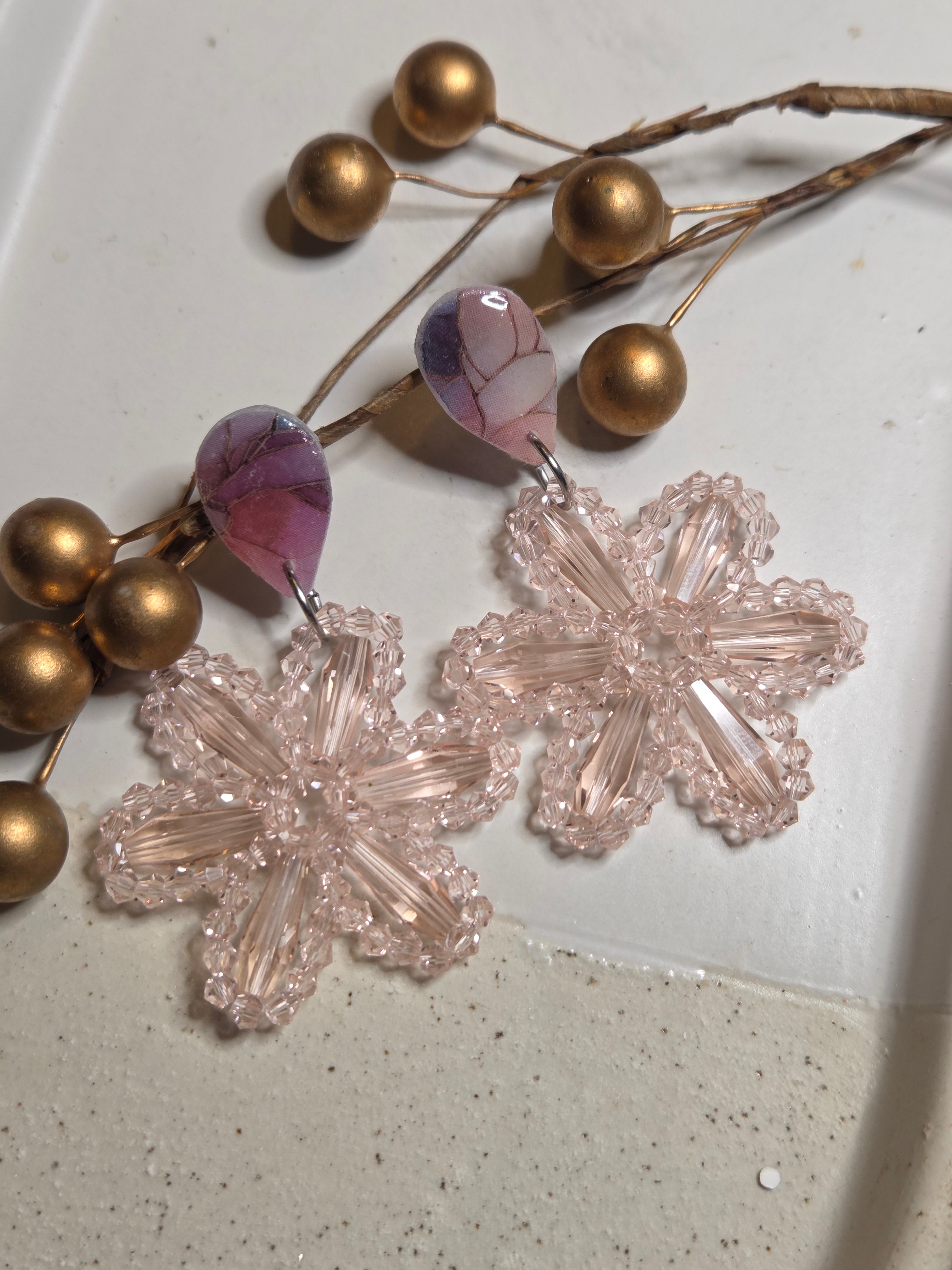 Oorbellen Dames || 'Fiore' || Soft Roze Zilver