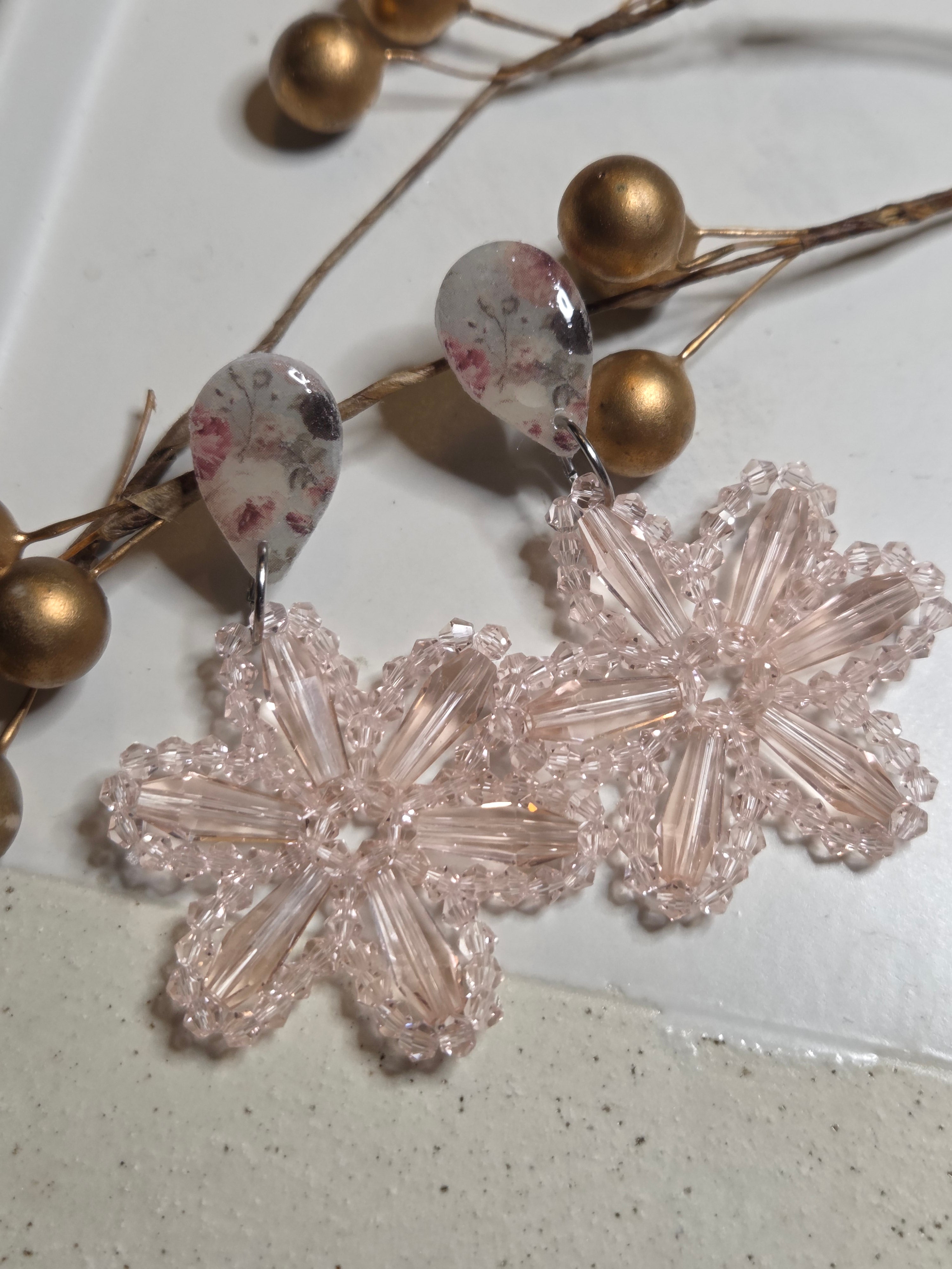Oorbellen Dames || 'Fiore' || Soft Roze Zilver
