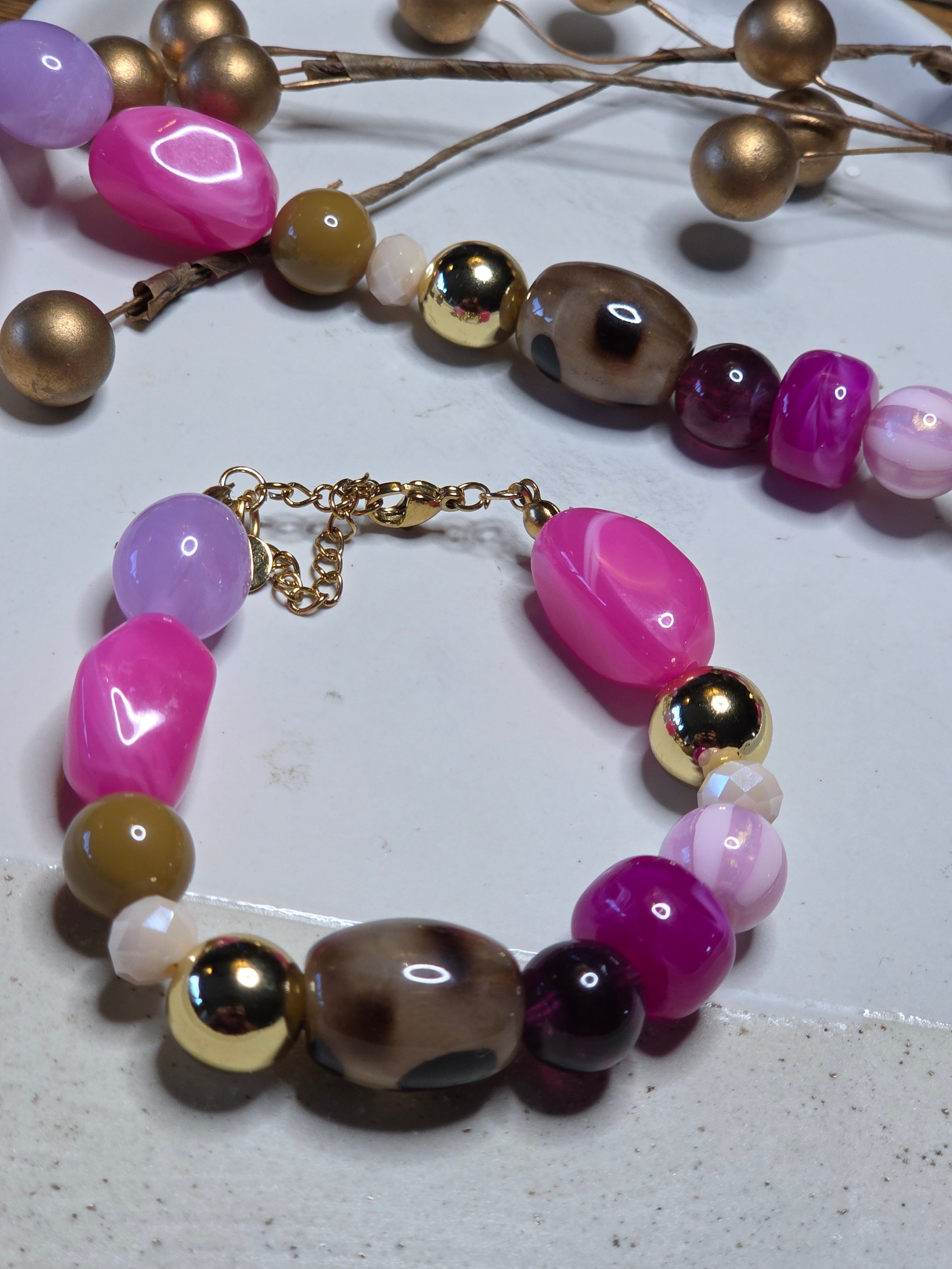 Armband Dames || 'Panter Fuchsia' || Verstelbaar