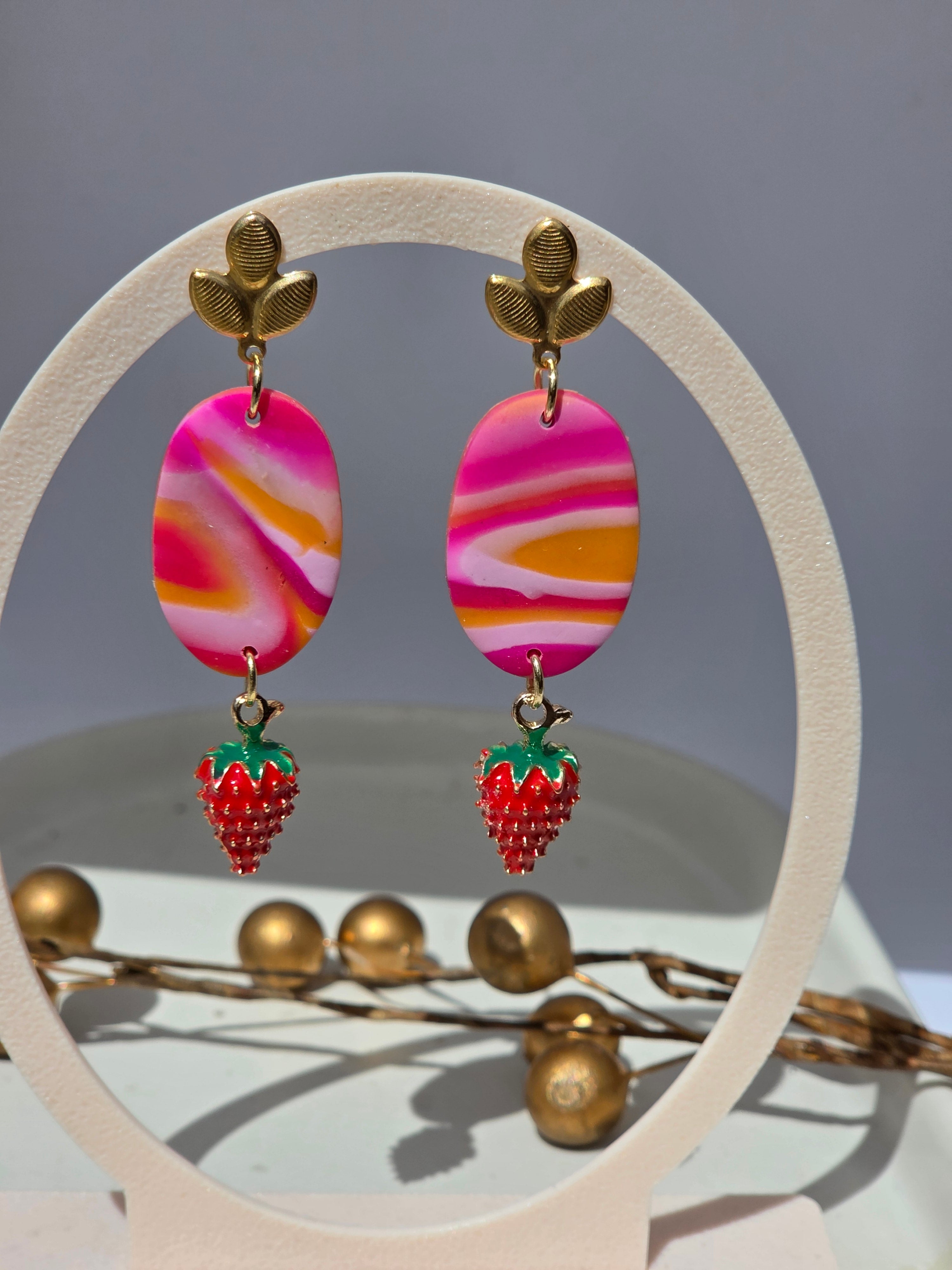 Oorbellen Dames || 'Fruity' || Aardbei