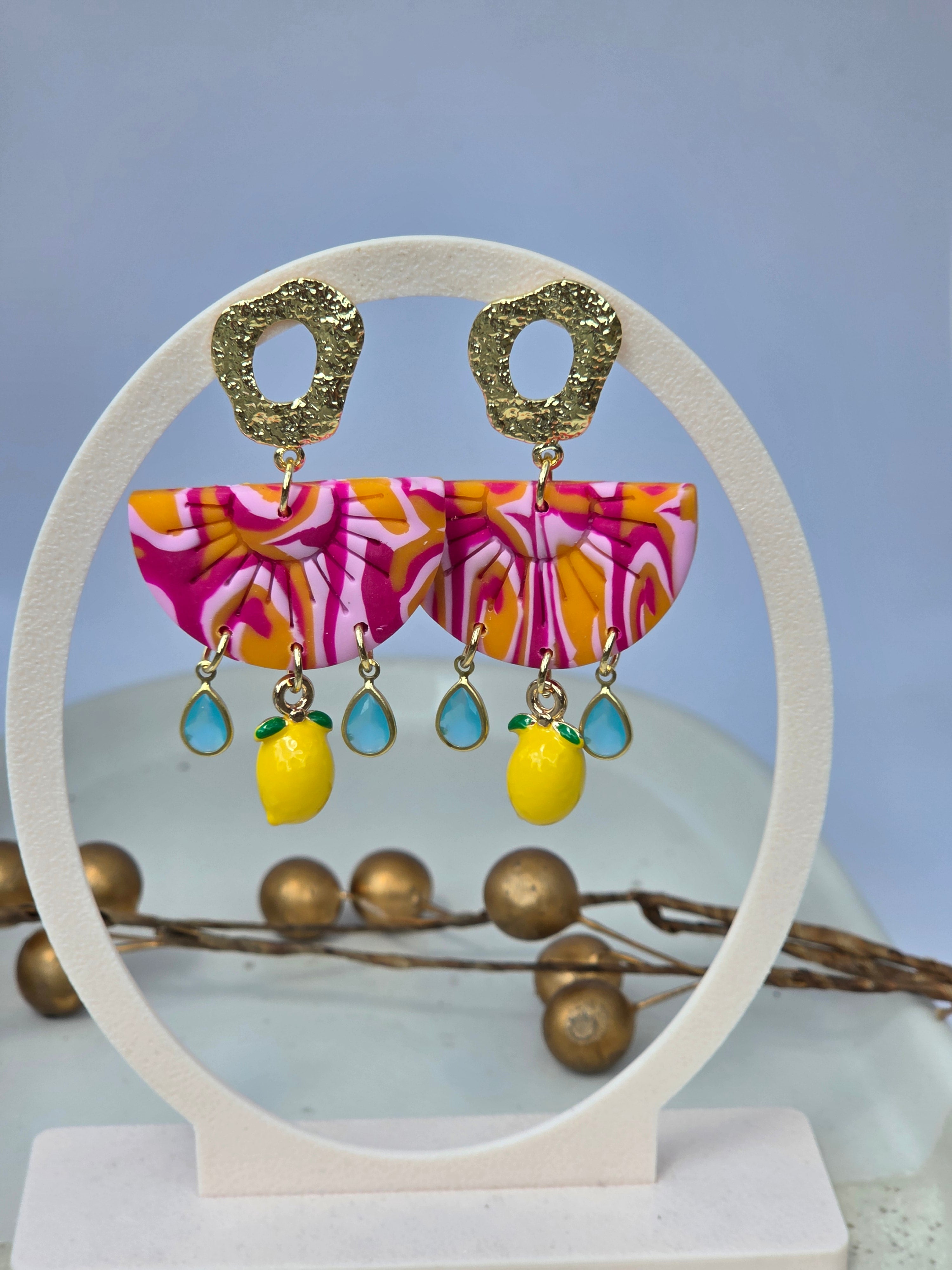 Oorbellen Dames || 'Fruity' || Citroen