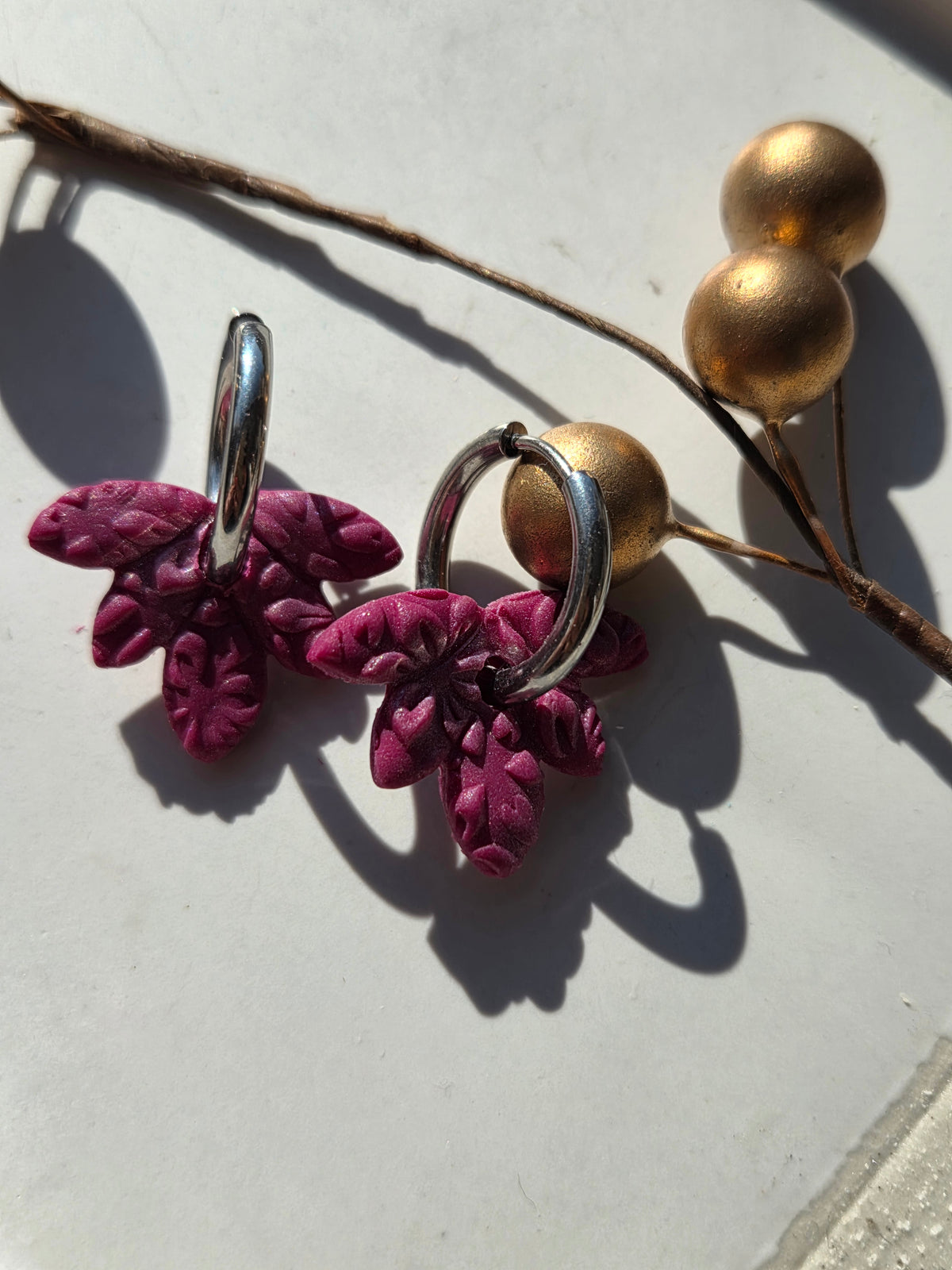 Oorbellen Dames || 'BurgundyFlower'|| Creolen Lotus