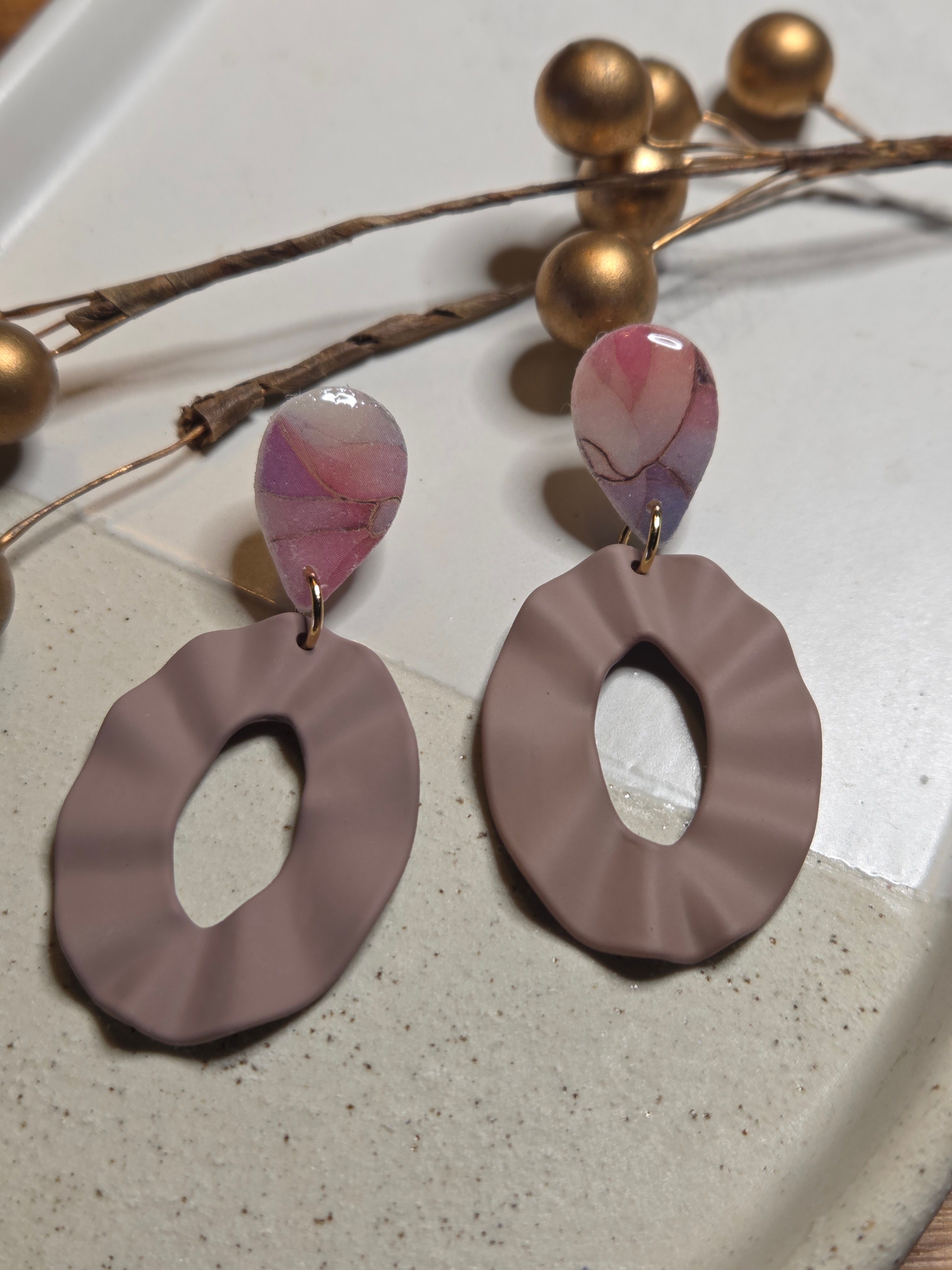 Oorbellen Dames || 'Prezzo' || Taupe Goud