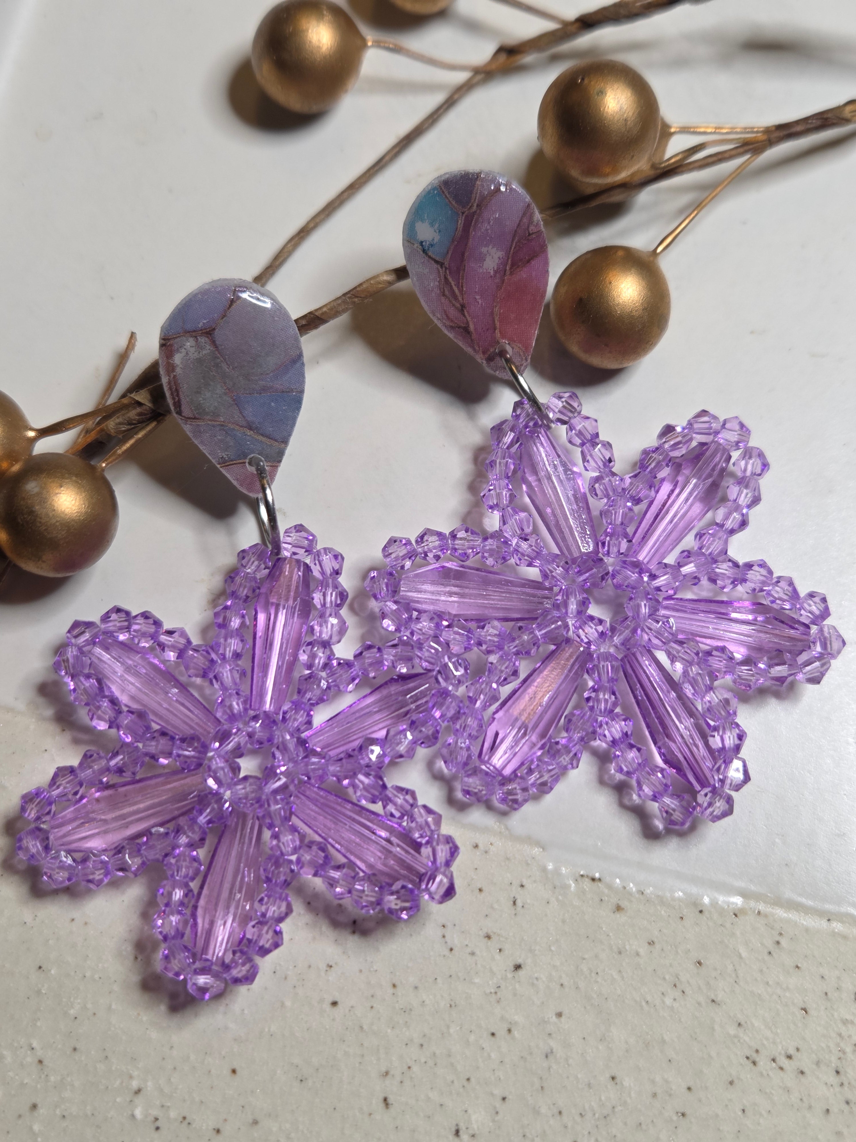 Oorbellen Dames || 'Fiore' || Lila Zilver