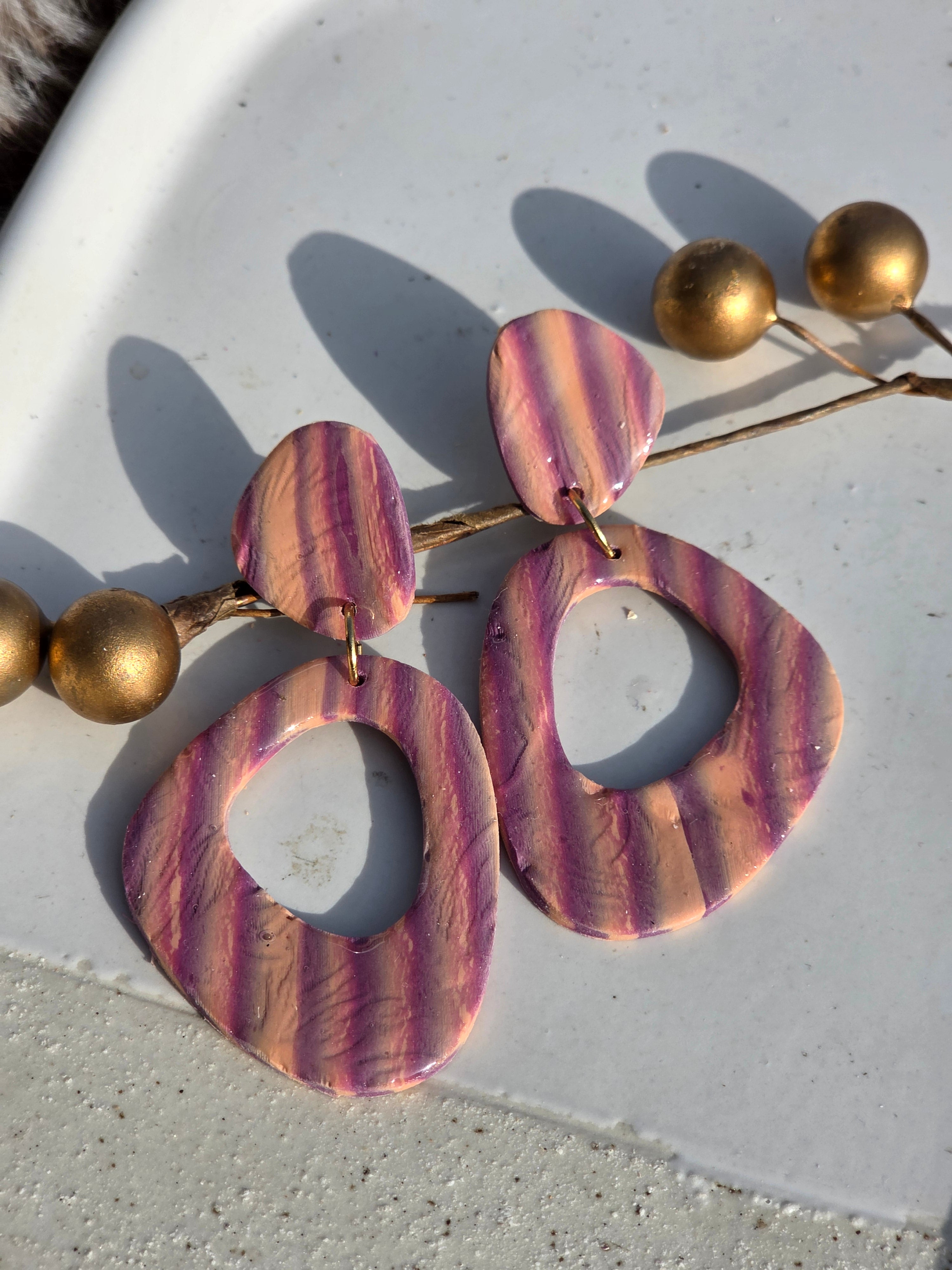 Oorbellen Dames || 'Fiore' || Donuts Paars Peach