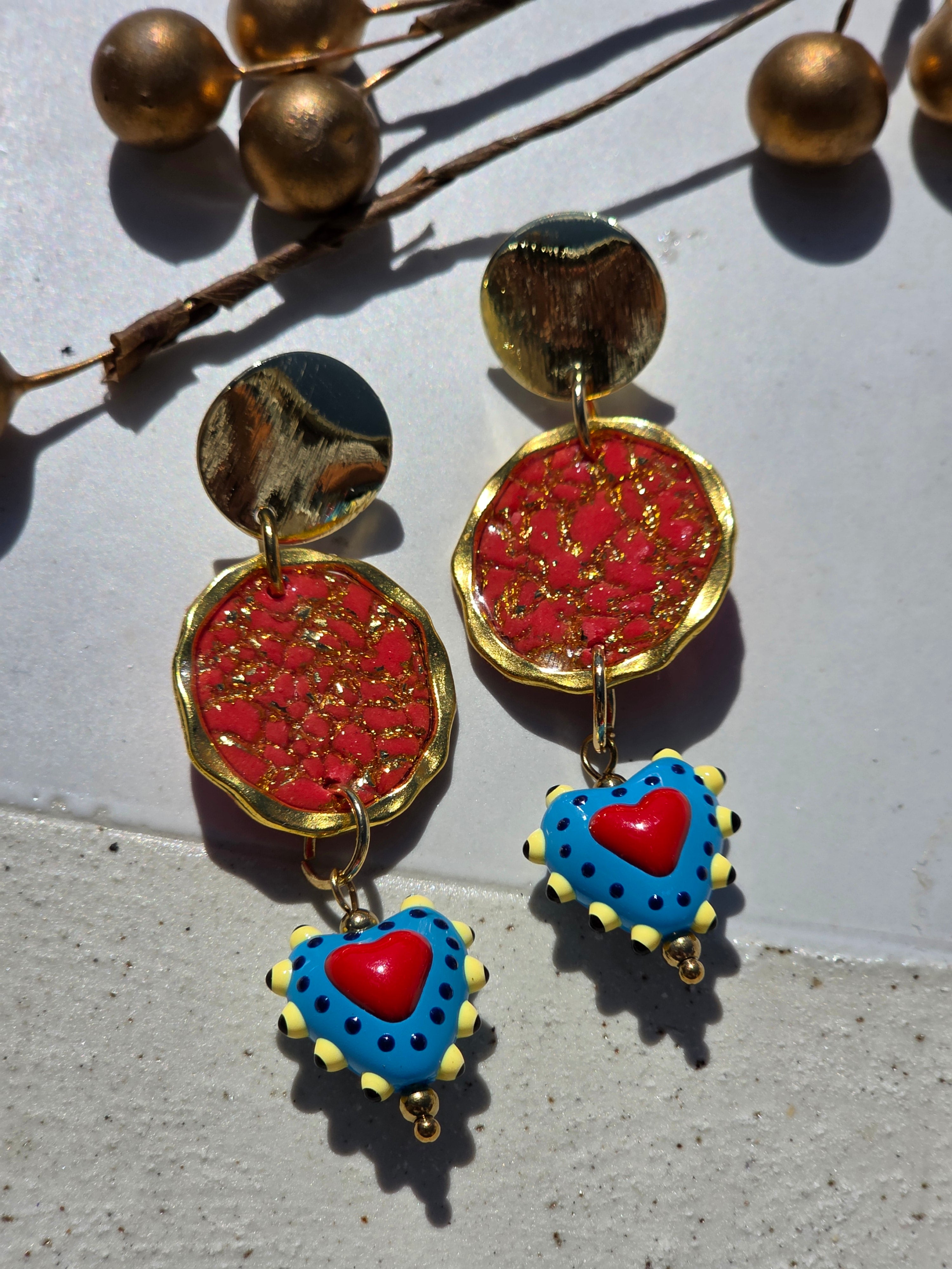 Oorbellen Dames || 'Emma' || Rood Blauw