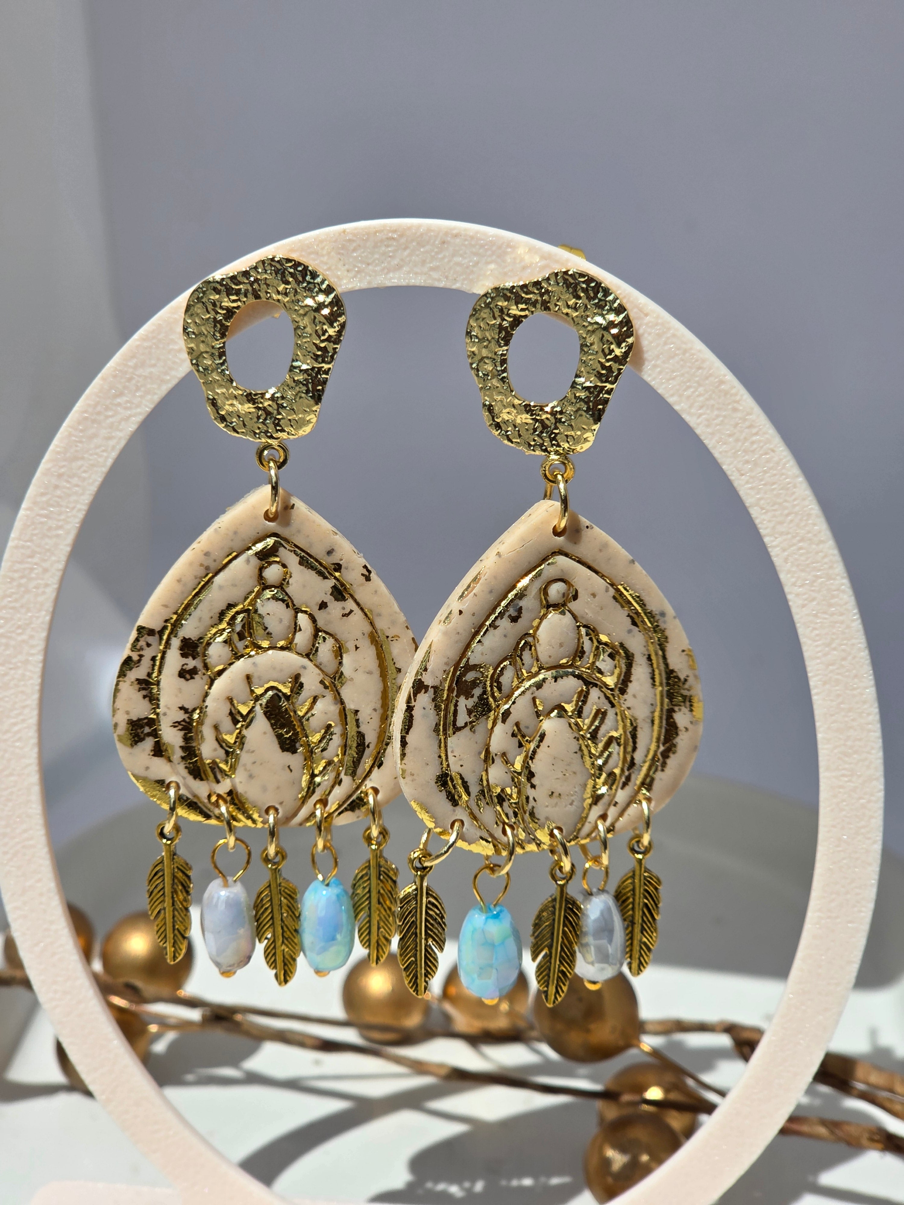 Oorbellen Dames || 'Nova' || Goud Feathers