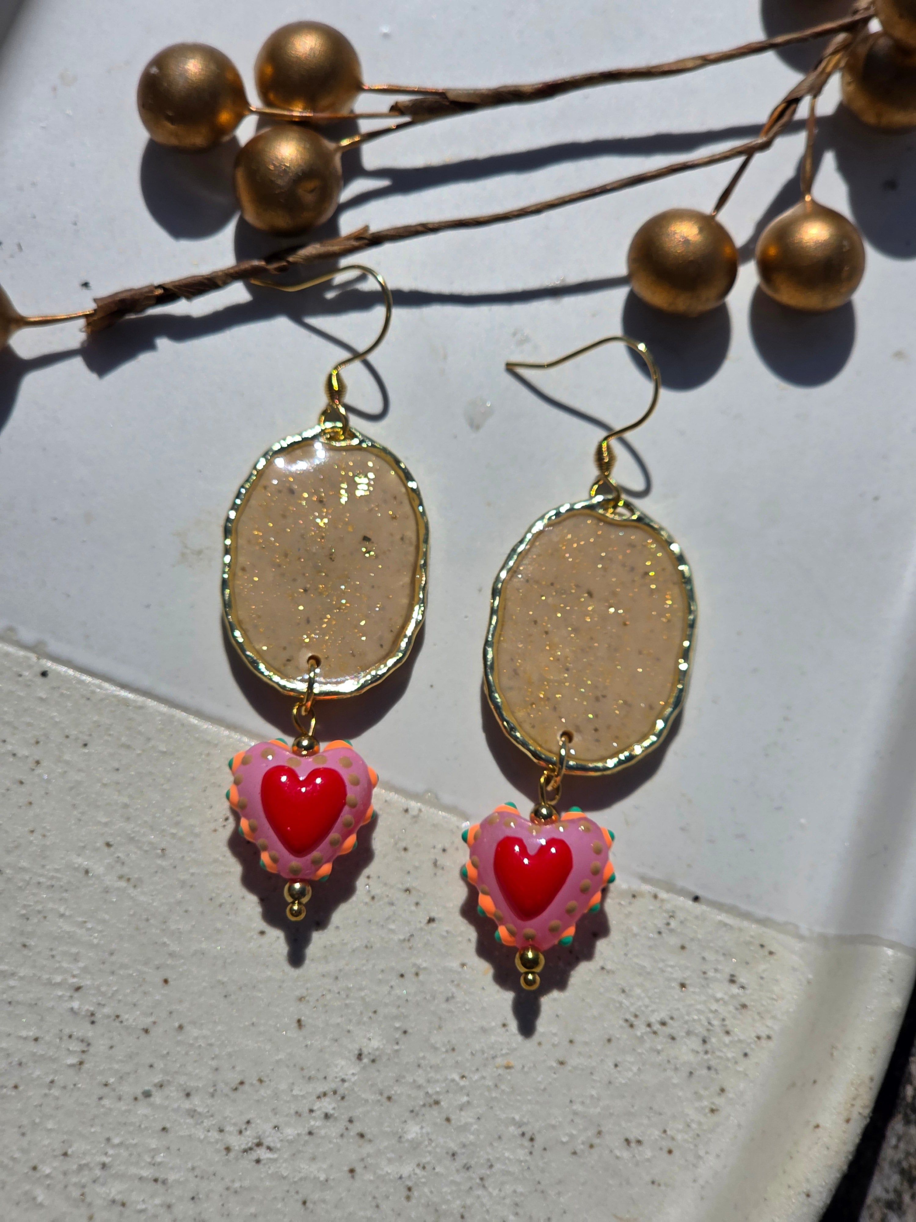 Oorbellen Dames || 'Nova' || Hartje Roze Rood