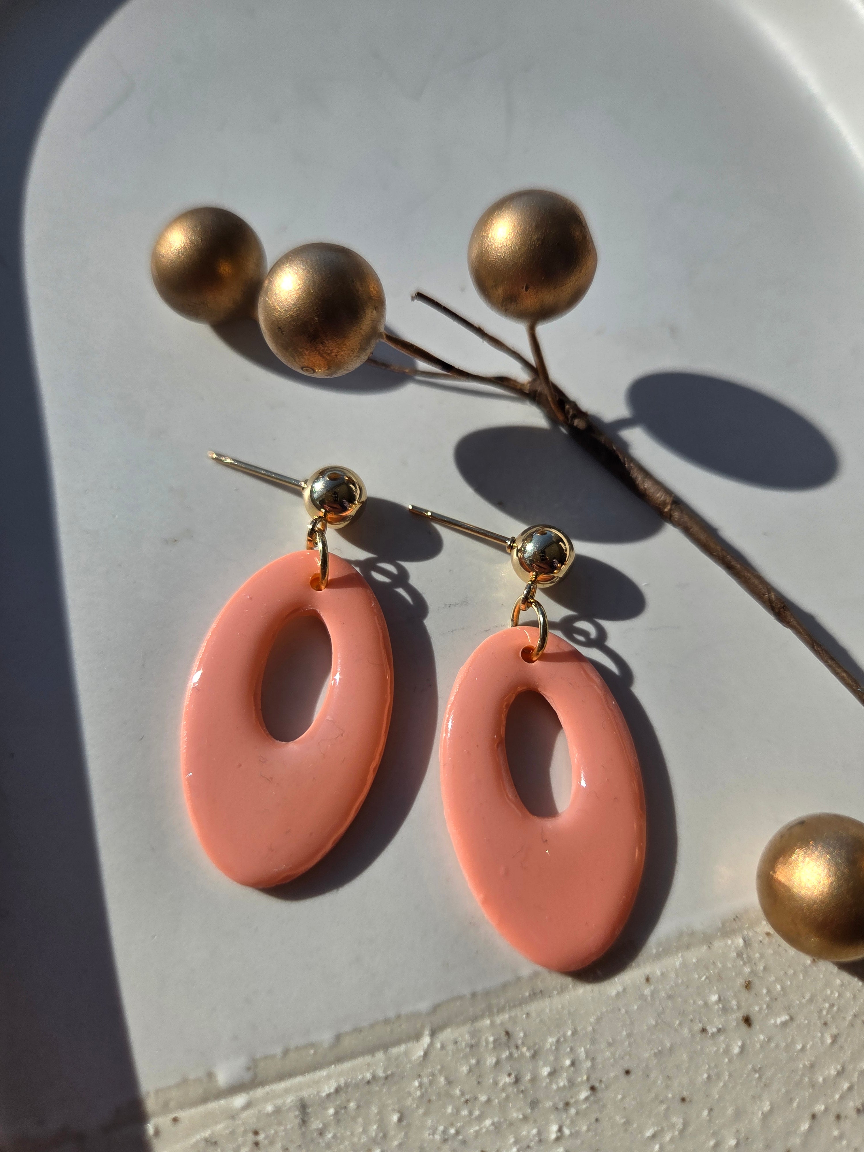 Oorbellen Dames ||'Pastel'|| Ovals Oranje