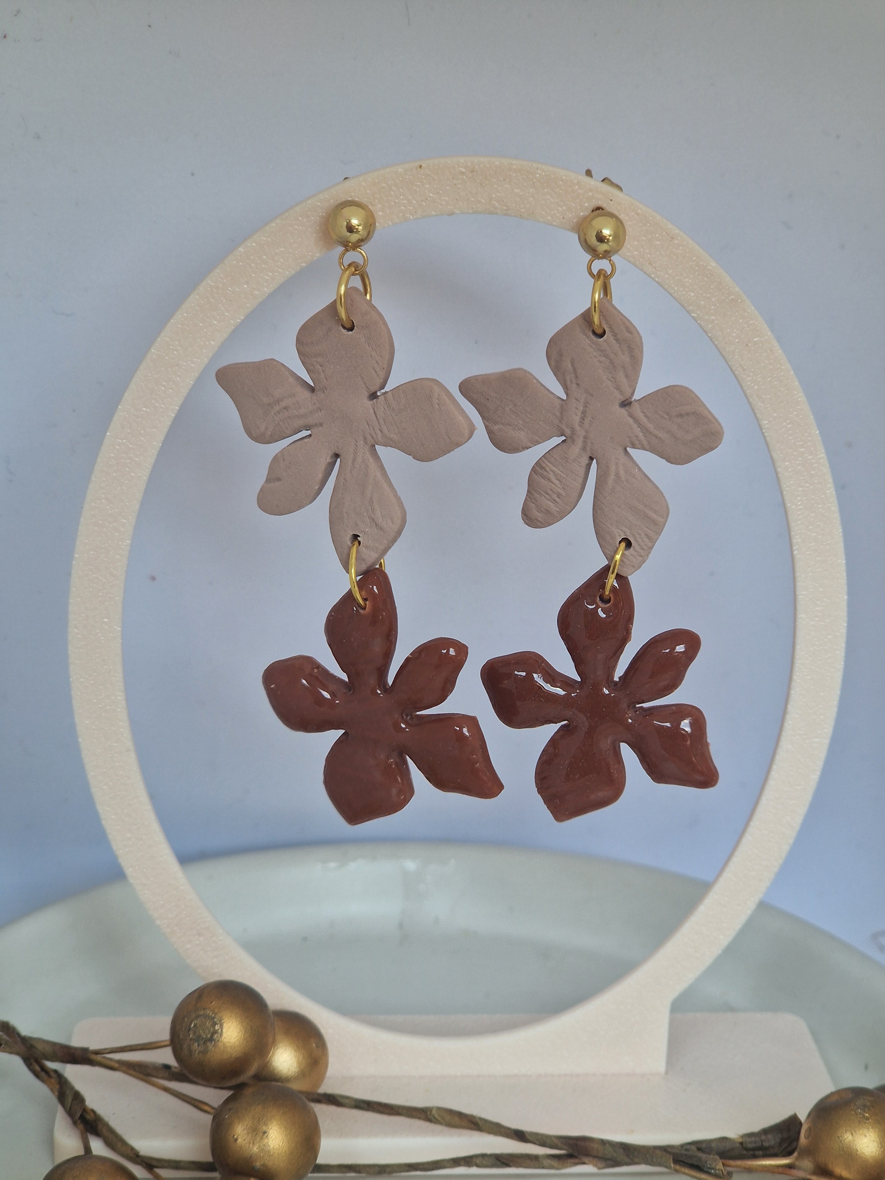 Oorbellen Dames || 'Ruby' || Duo Flower