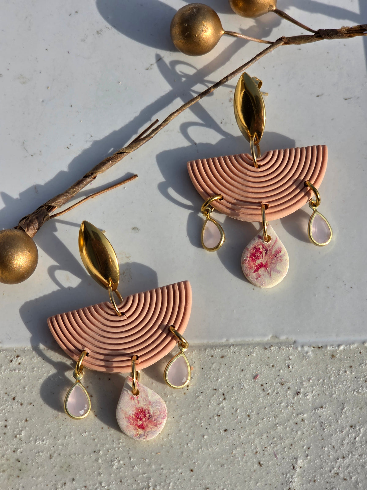 Oorbellen Dames || 'Fiore' || Fringe Peach