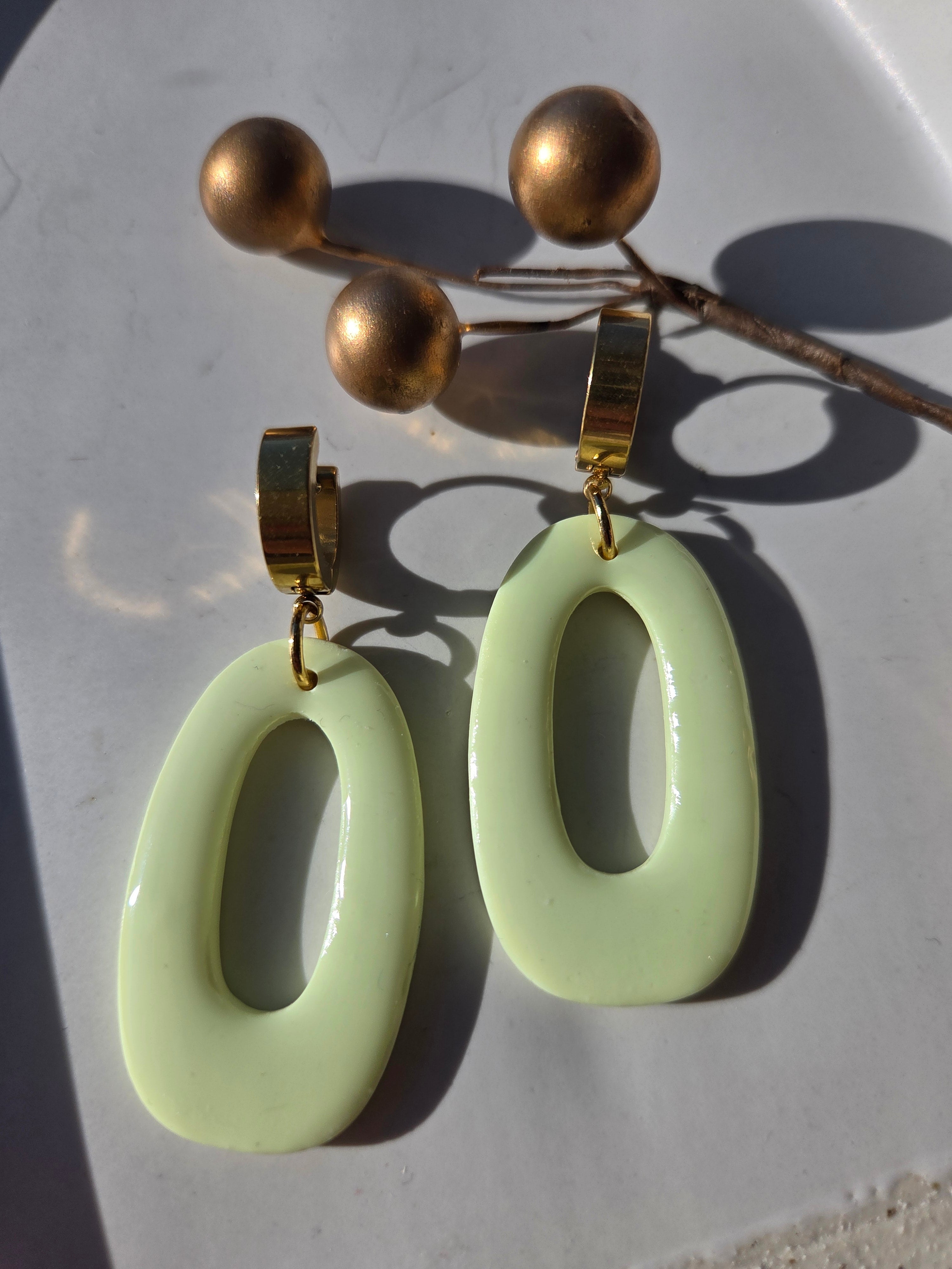 Oorbellen Dames ||'Pastel'|| Drops Groot Geel