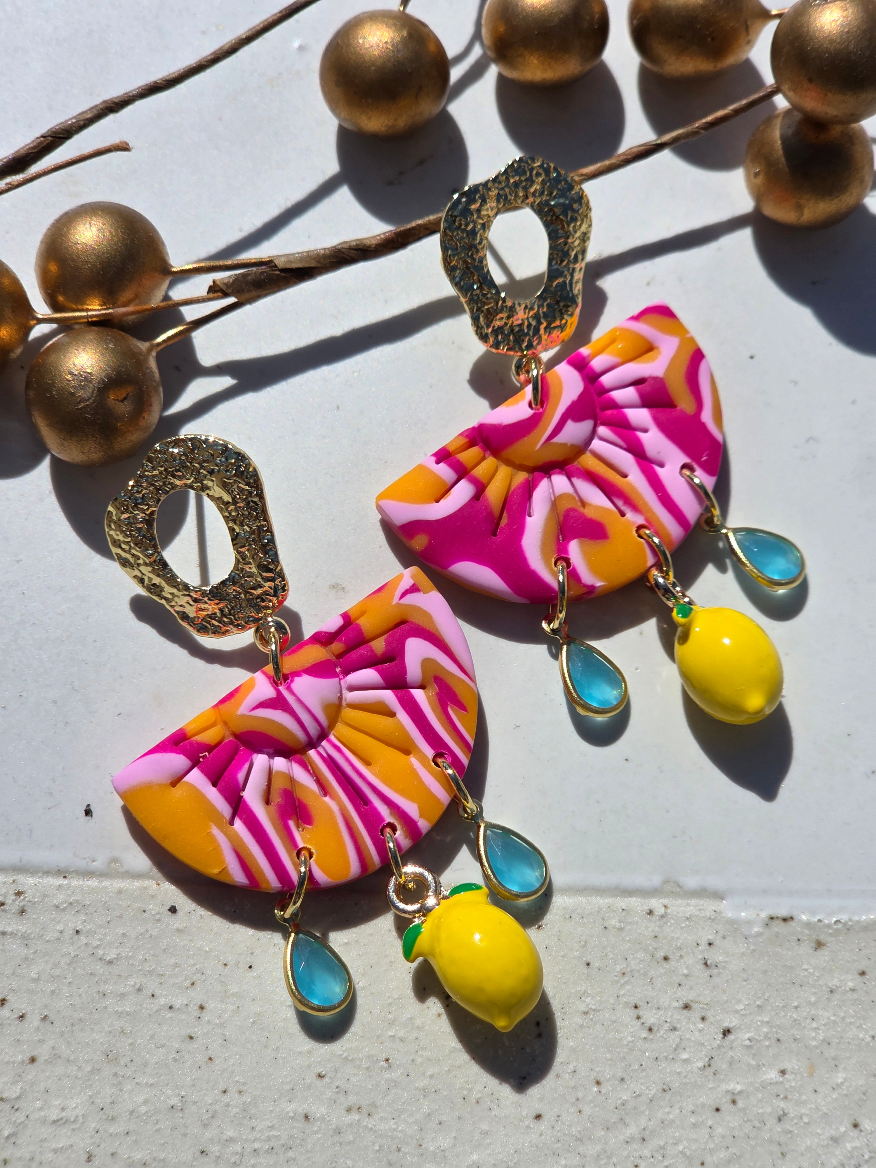 Oorbellen Dames || 'Fruity' || Citroen