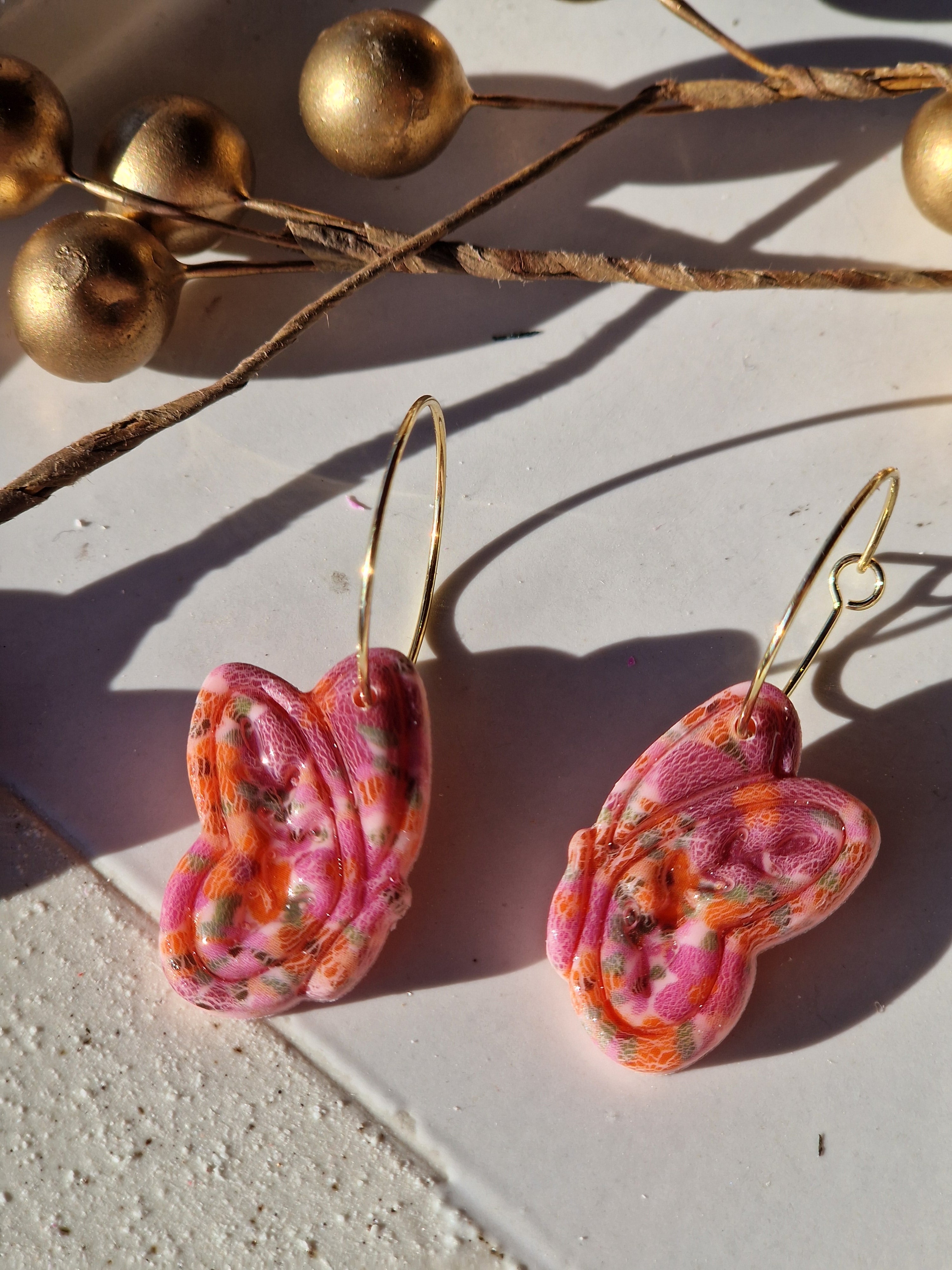 Oorbellen Dames || 'Vlinder' || Bloemenprint
