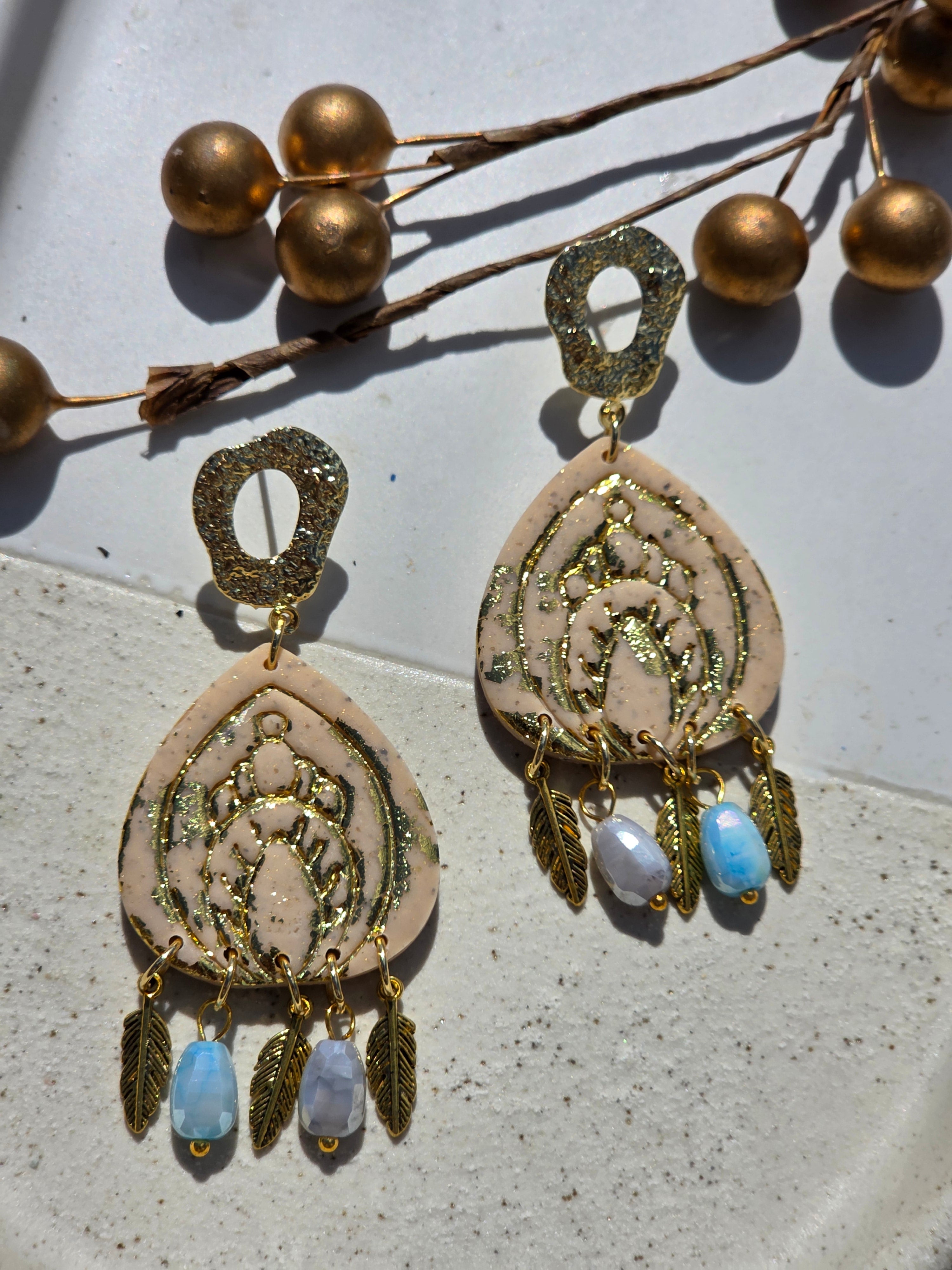 Oorbellen Dames || 'Nova' || Goud Feathers