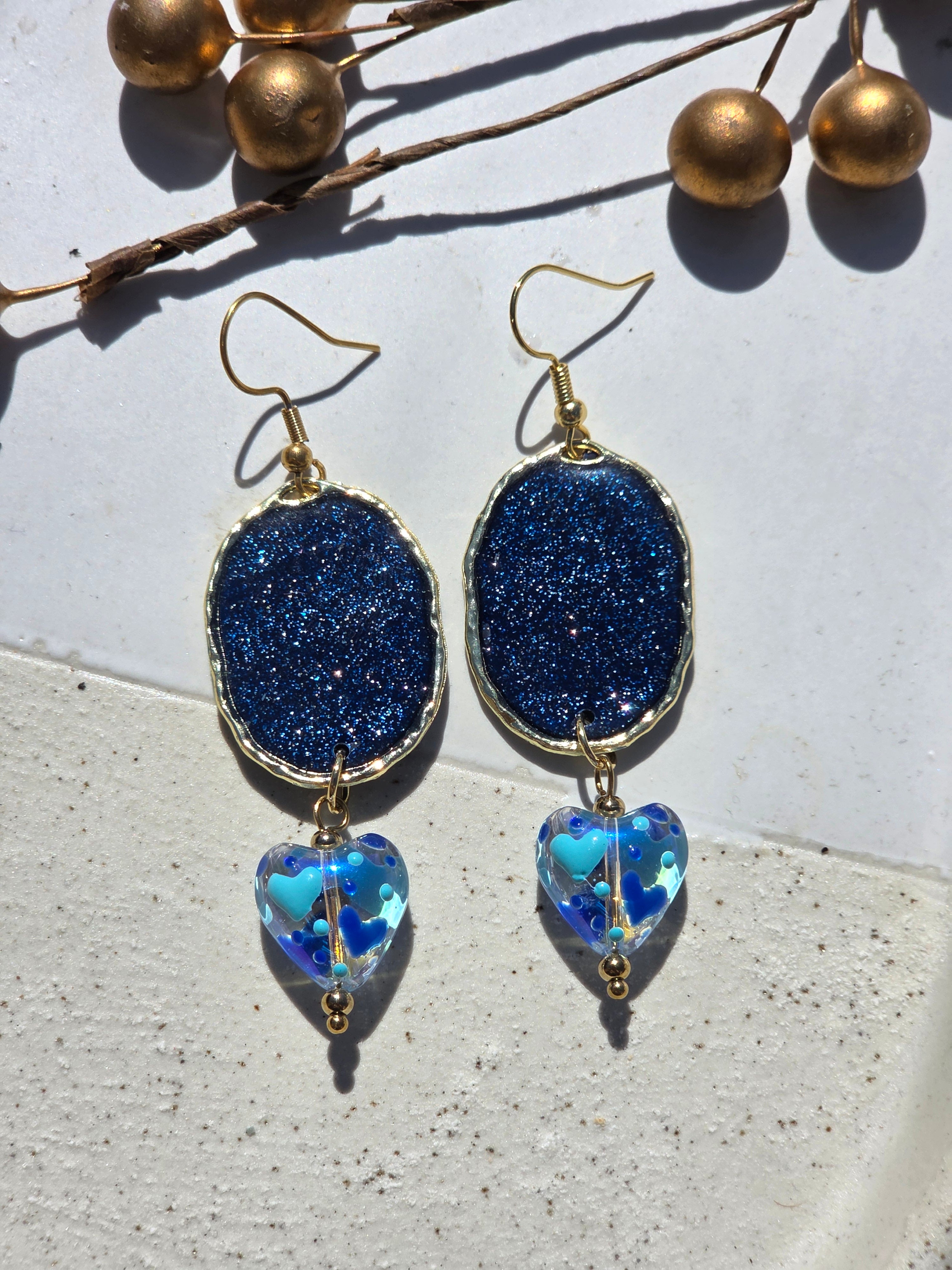 Oorbellen Dames || 'Nova' || Hartje Blauw