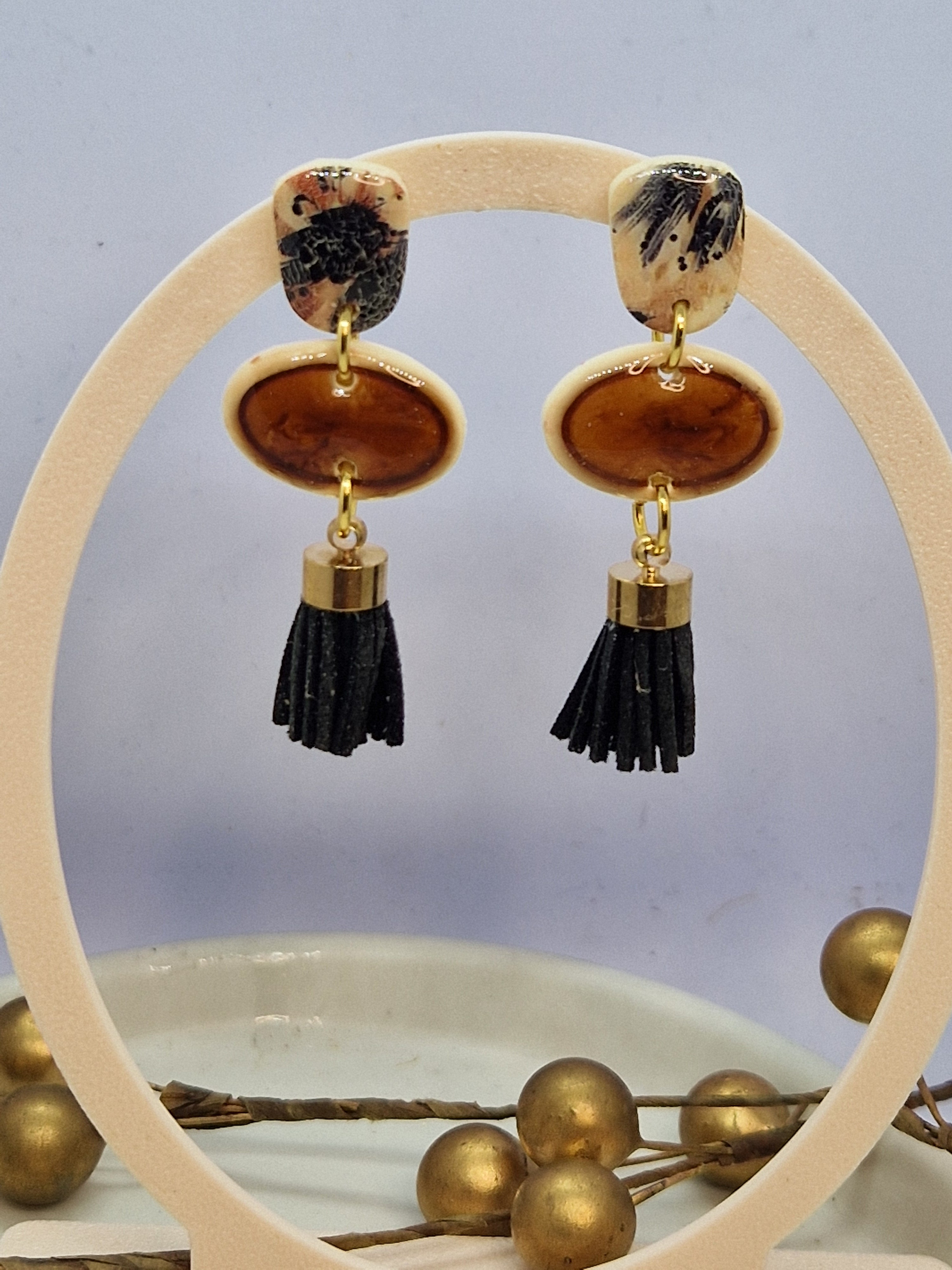 Oorbellen Dames || 'Autumn' || Bruin Kwastje