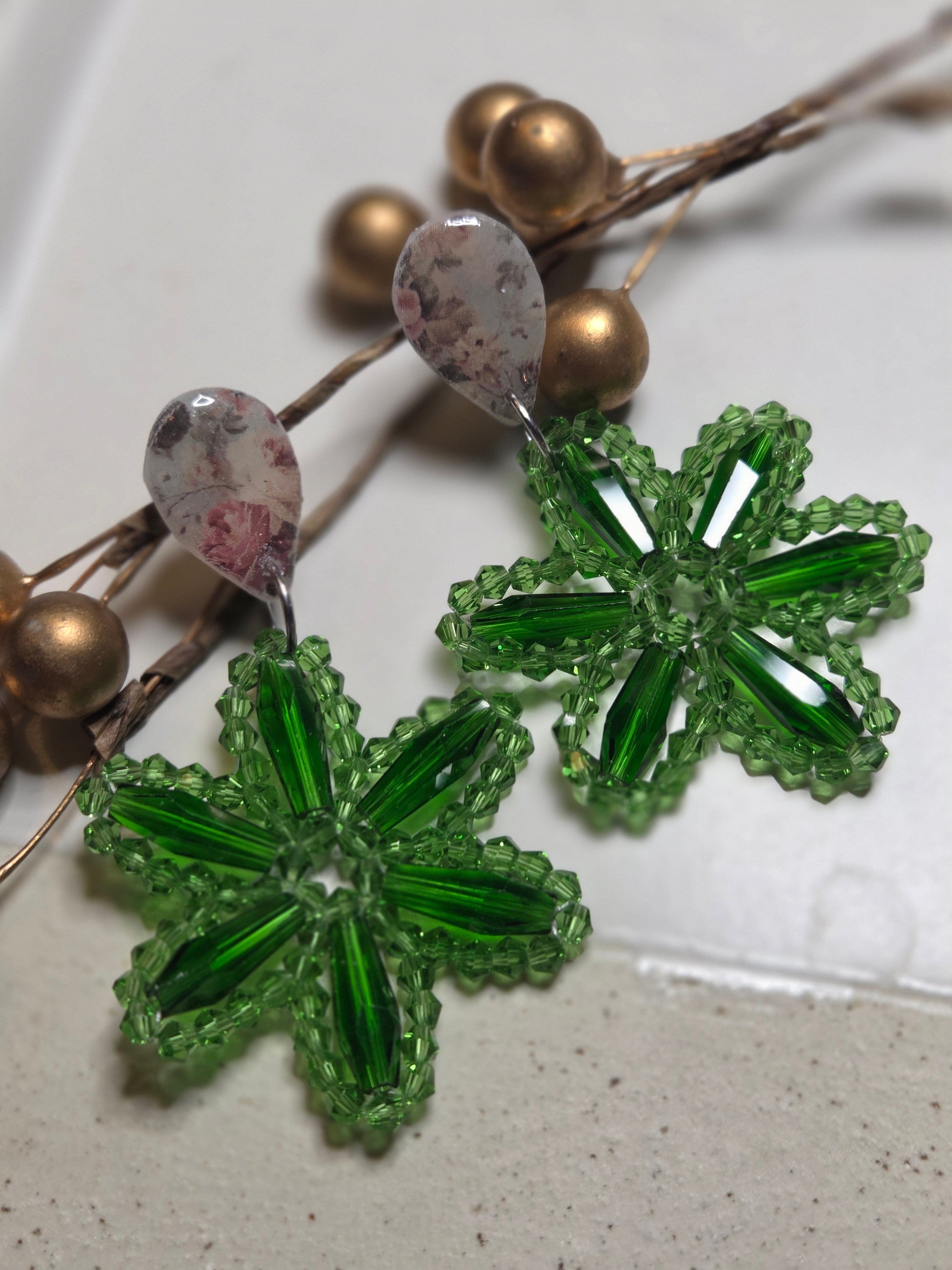 Oorbellen Dames || 'Fiore' || Groen Zilver