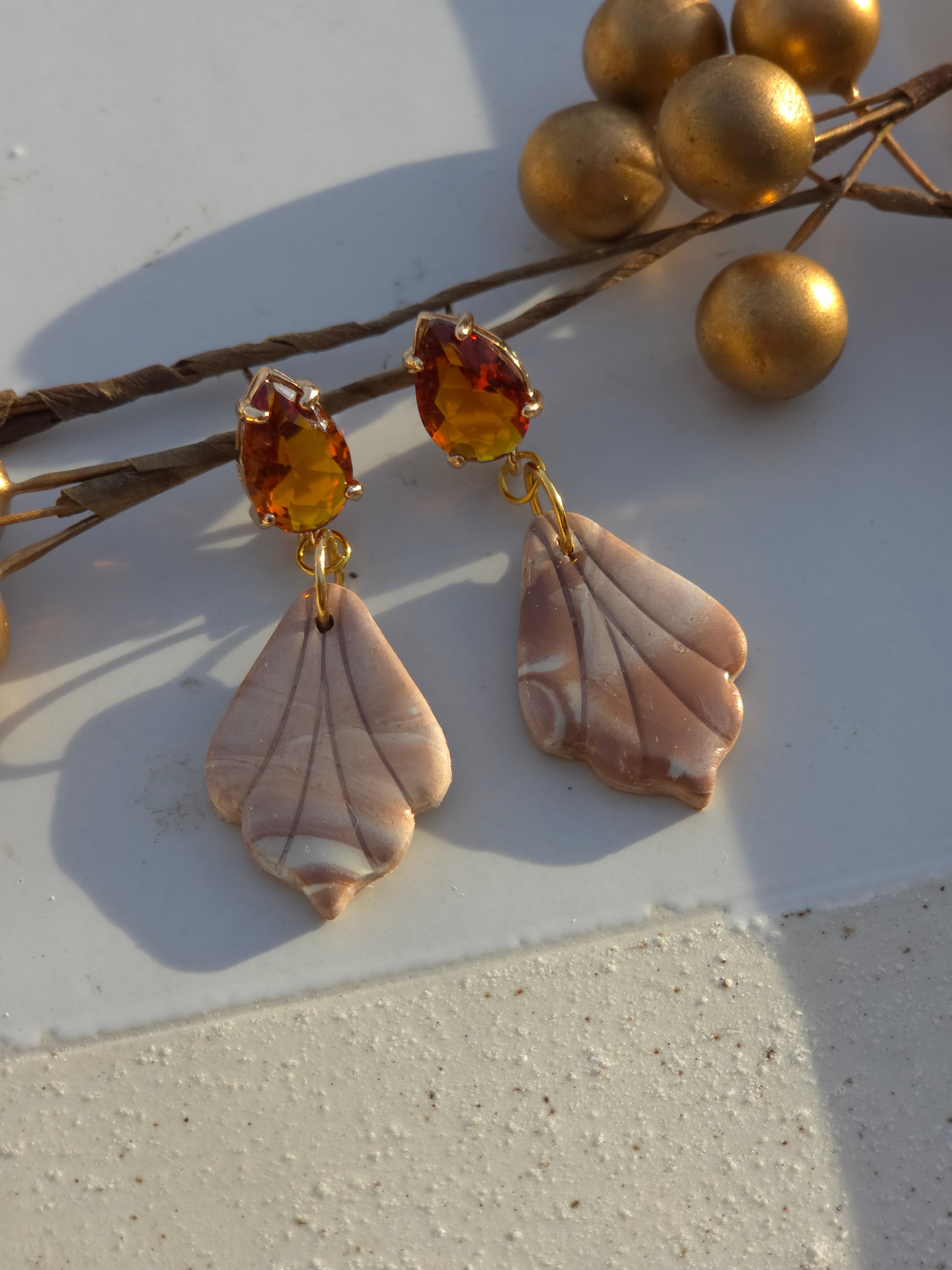 Oorbellen Dames || 'Christy' || Leafs Taupe